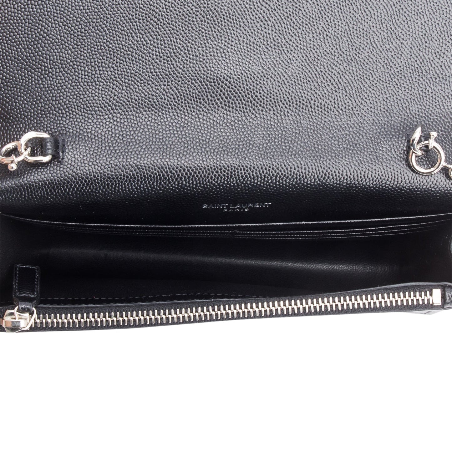 Saint Laurent Black Leather Kate Tassel Wallet on Chain