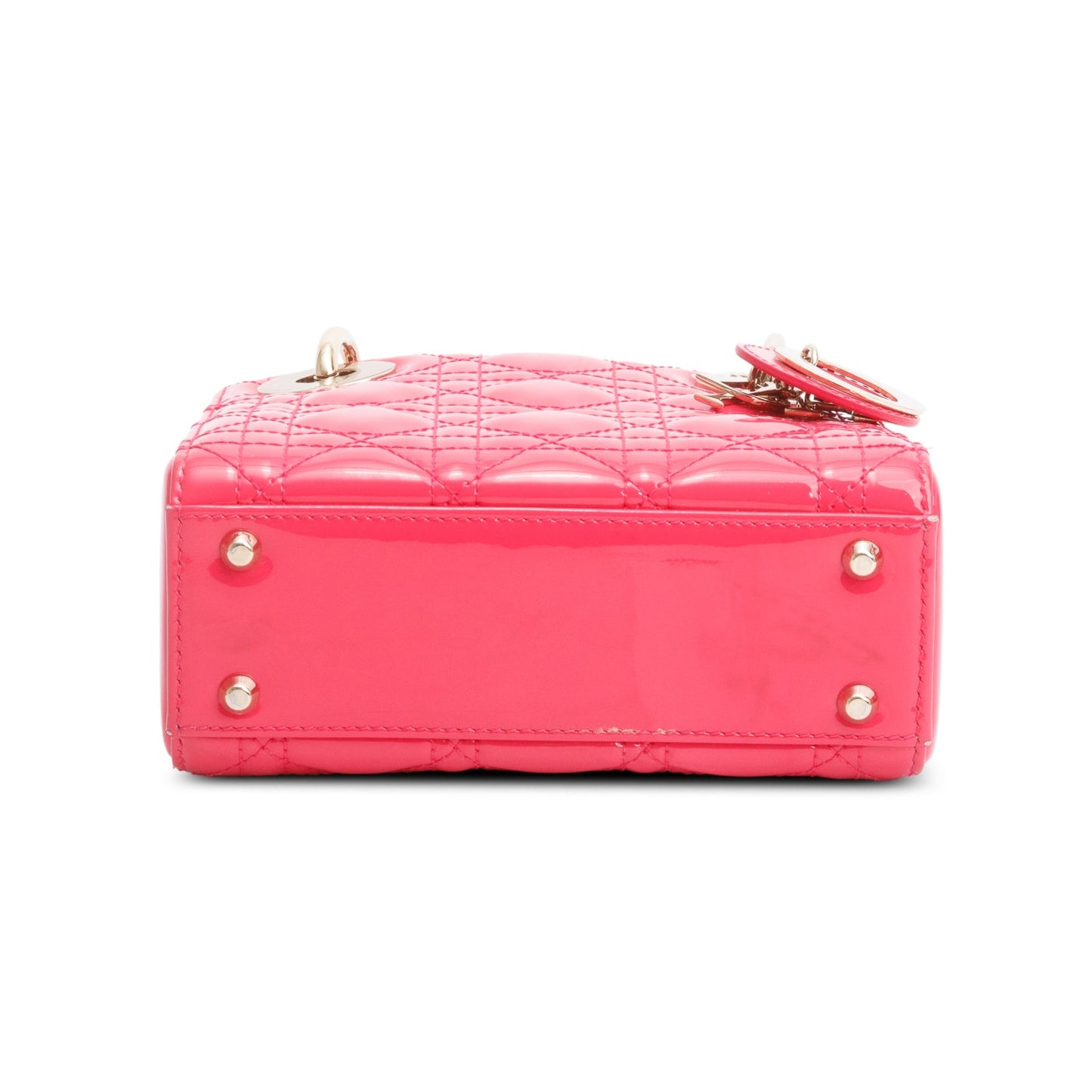Christian Dior Pink Cannage Patent Leather Mini Lady Dior Bag