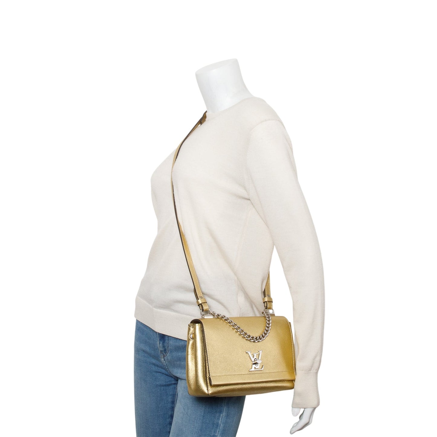Louis Vuitton Metallic Gold Taurillon Leather LockMe II BB Chain Bag