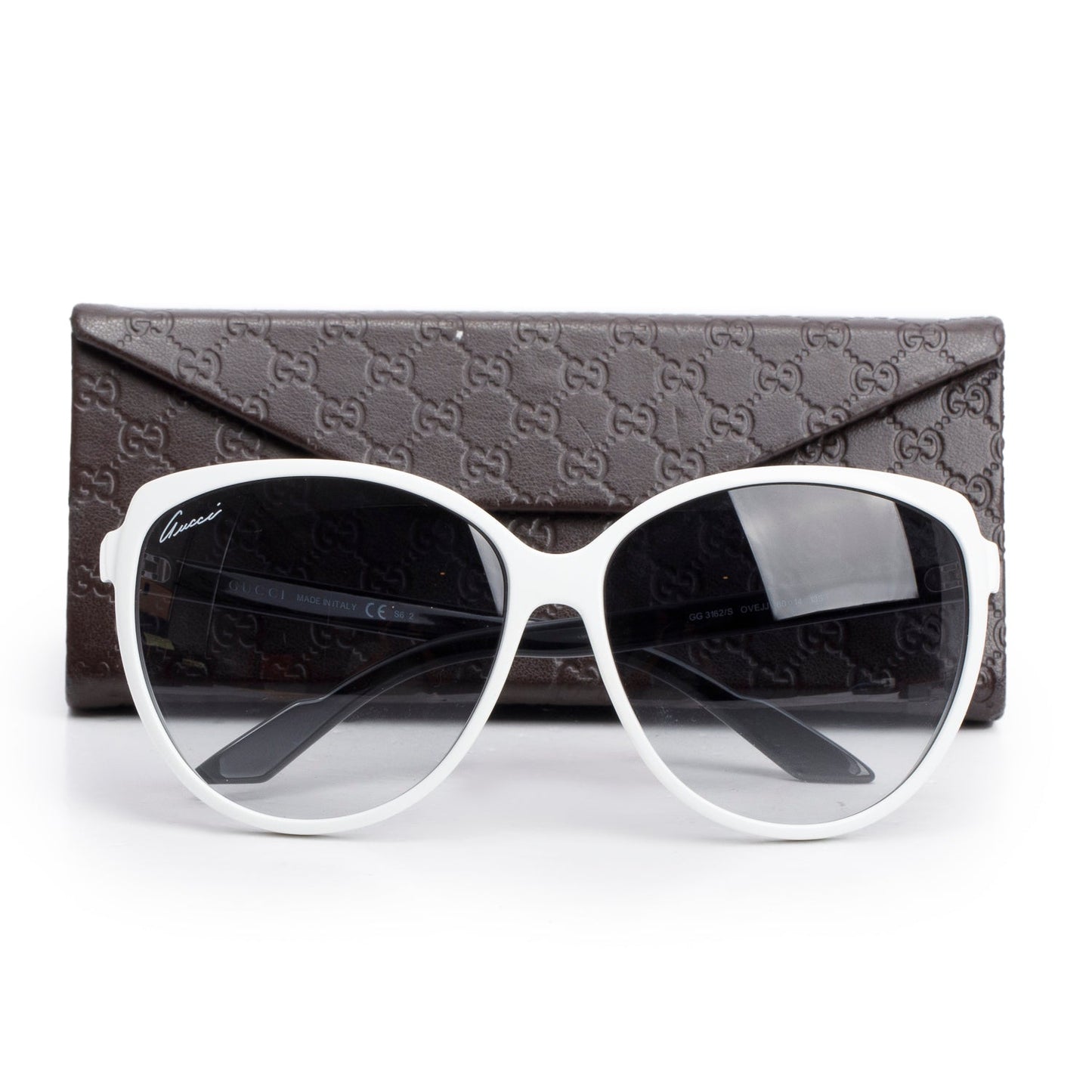 Gucci GG3162/S White/Black Acetate Web Interlocking G Logo Cat-Eye Sunglasses