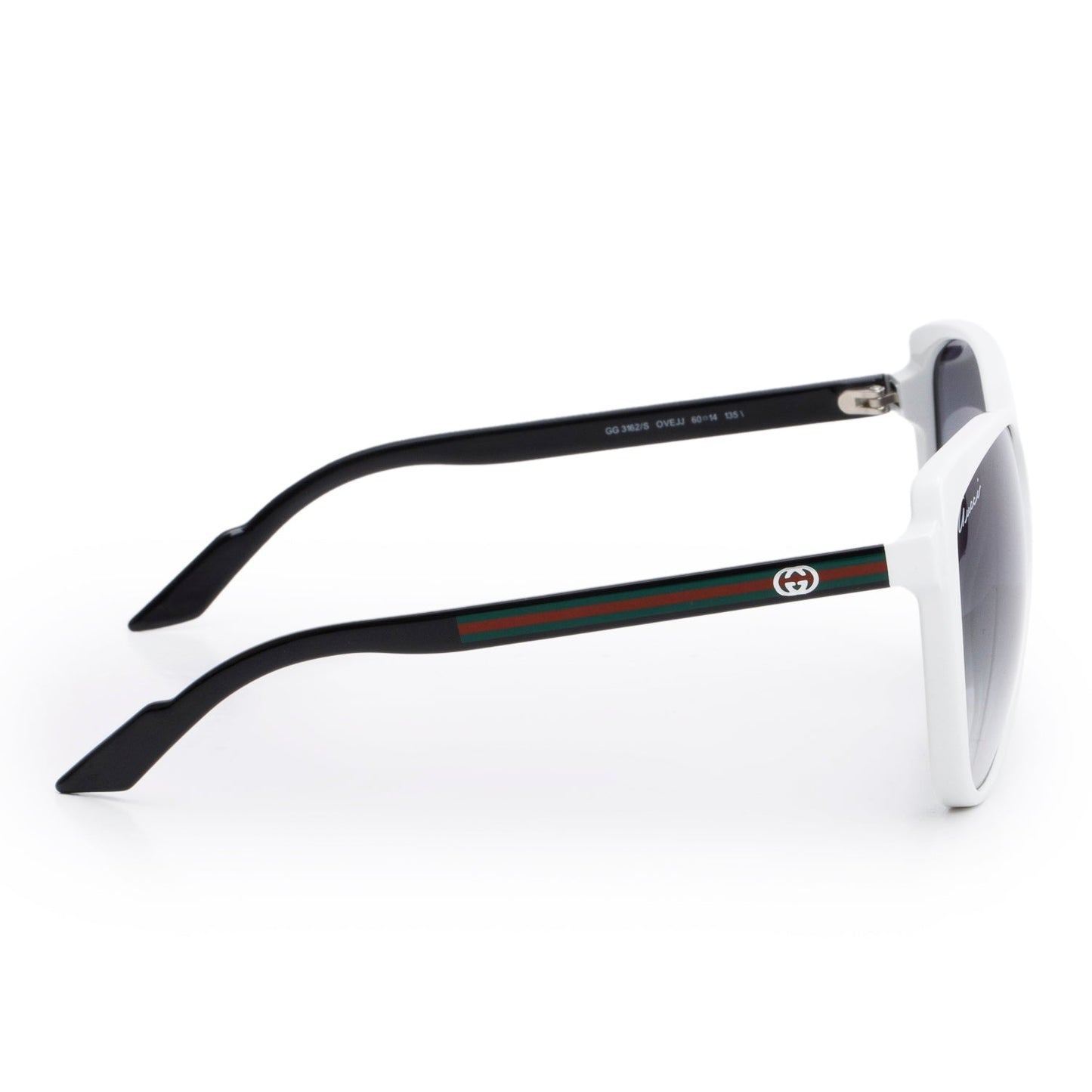 Gucci GG3162/S White/Black Acetate Web Interlocking G Logo Cat-Eye Sunglasses