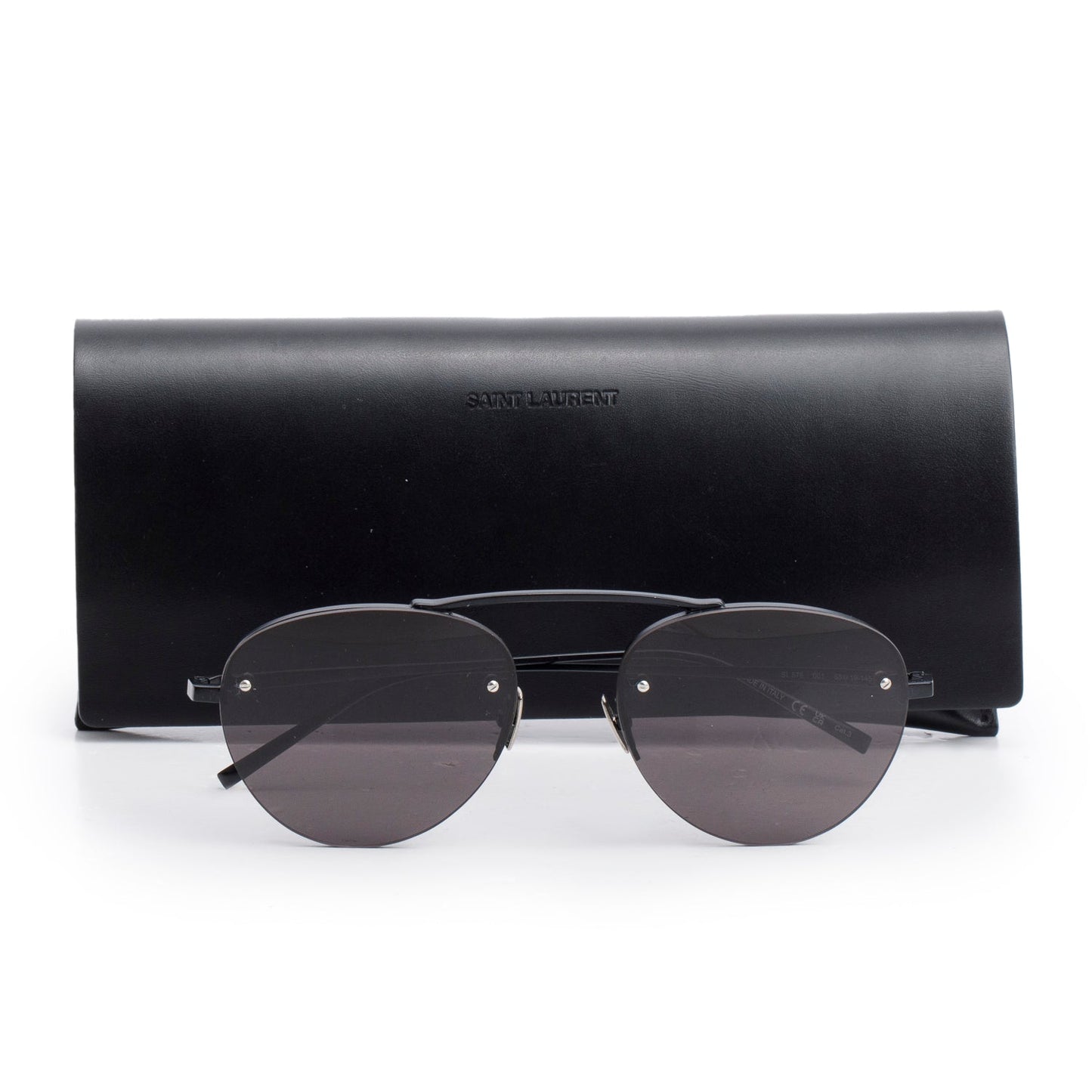 Saint Laurent Black Tone SL 575 Round Aviator Sunglasses