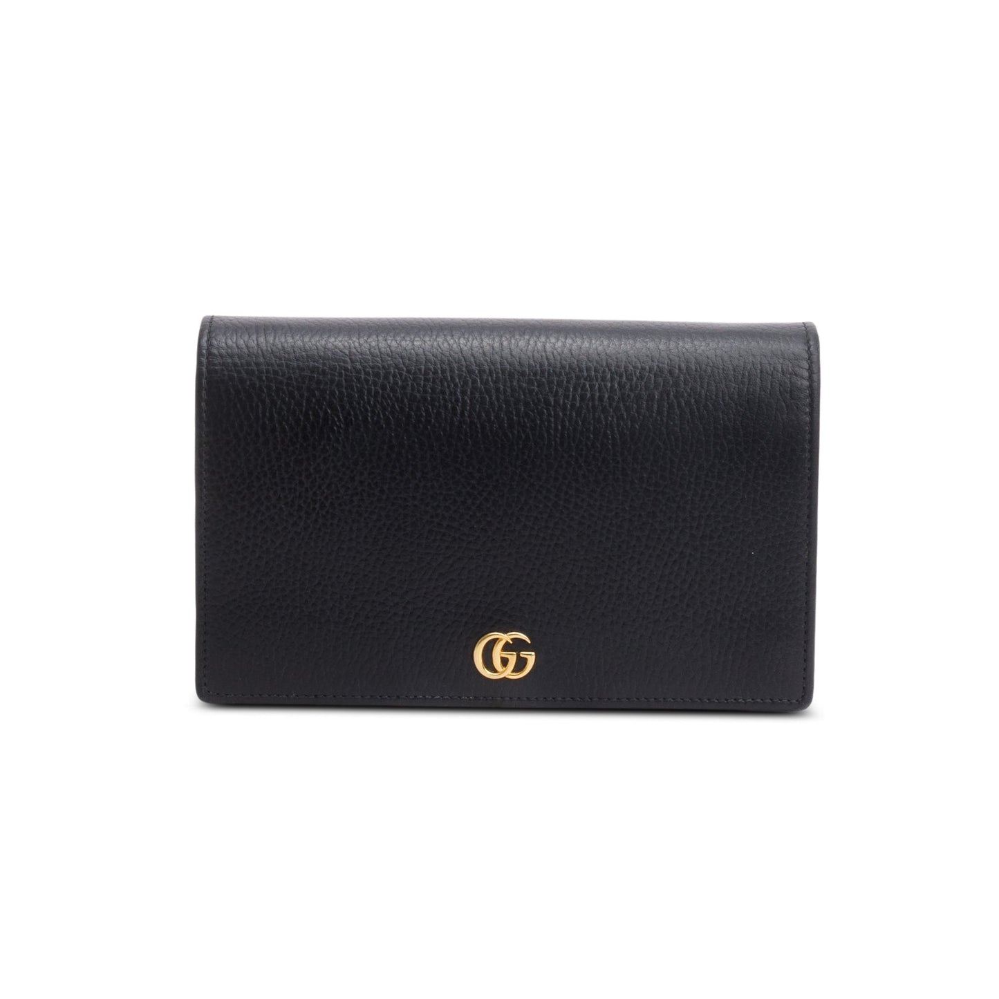 Gucci Black Calfskin Mini GG Marmont Wallet On Chain