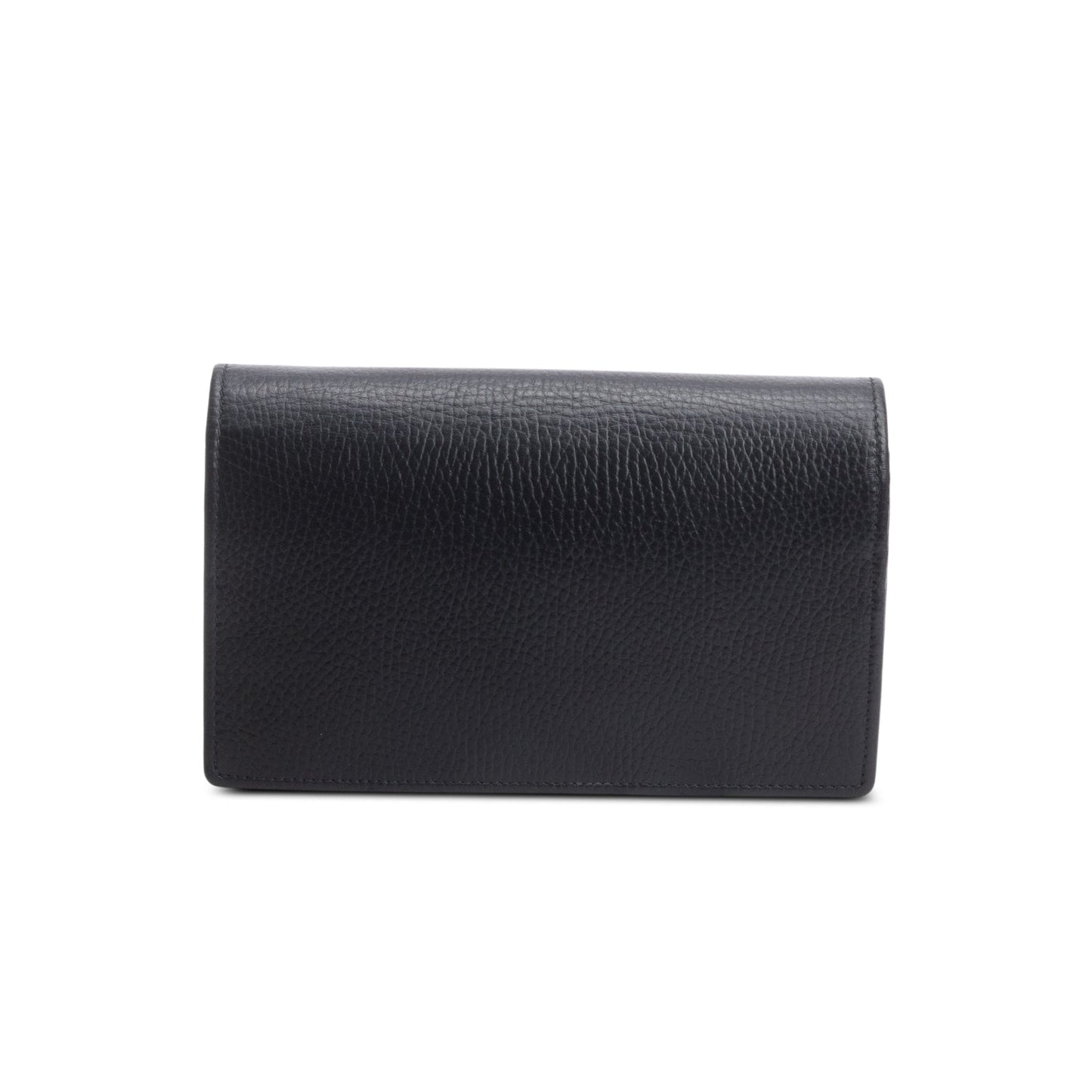 Gucci Black Calfskin Mini GG Marmont Wallet On Chain