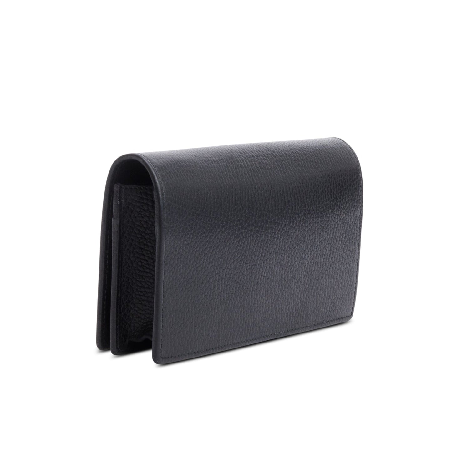 Gucci Black Calfskin Mini GG Marmont Wallet On Chain