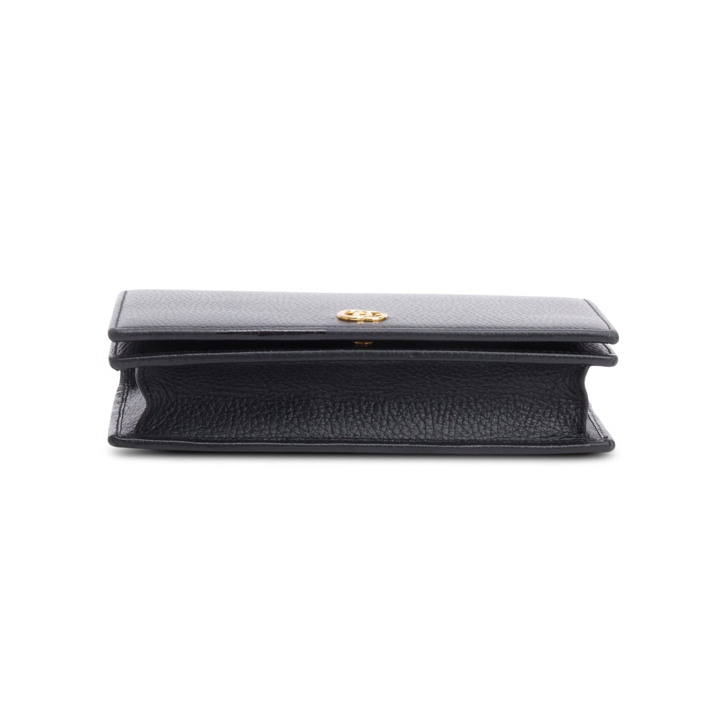 Gucci Black Calfskin Mini GG Marmont Wallet On Chain