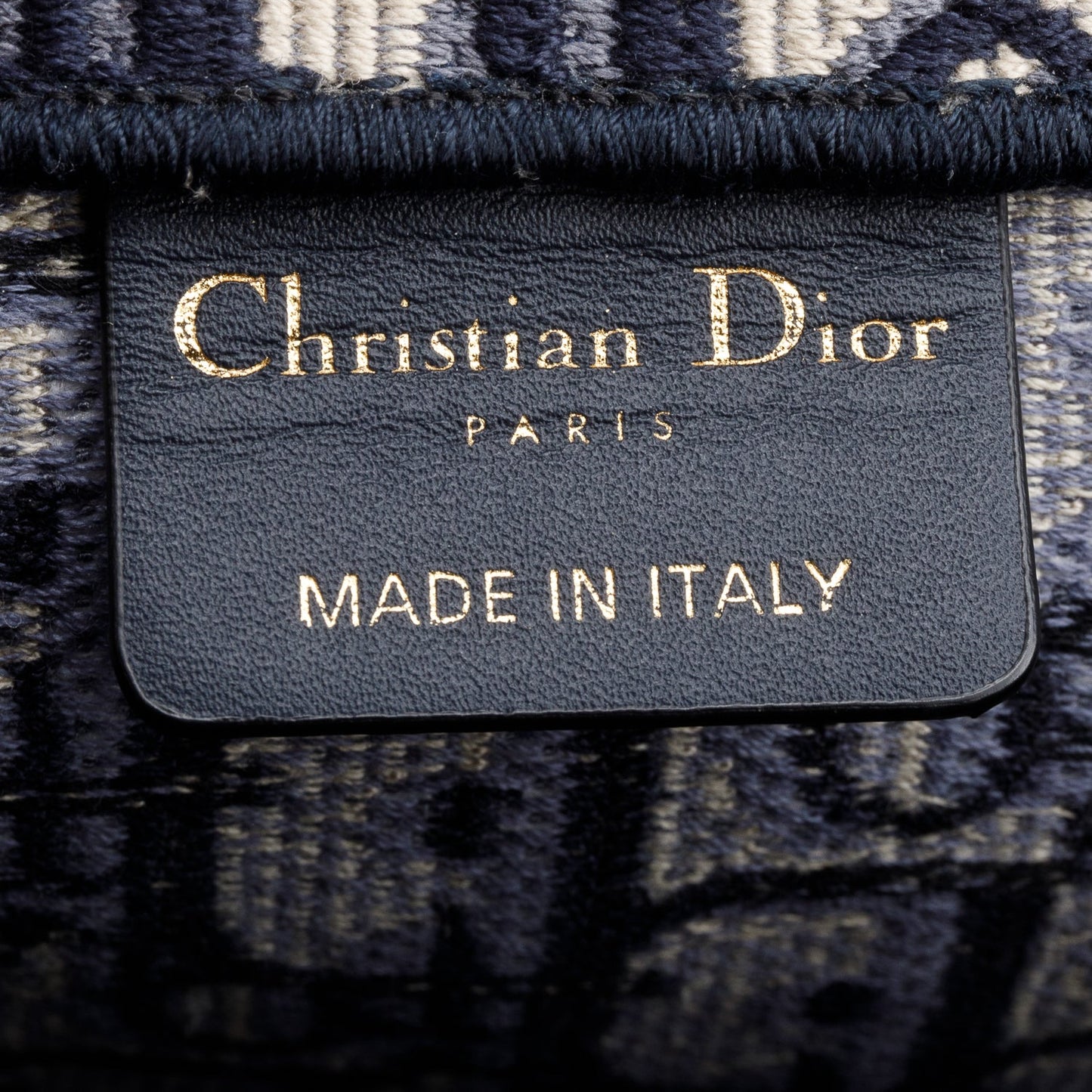 Christian Dior Ecru and Blue Dior Oblique Embroidery Large Book Tote