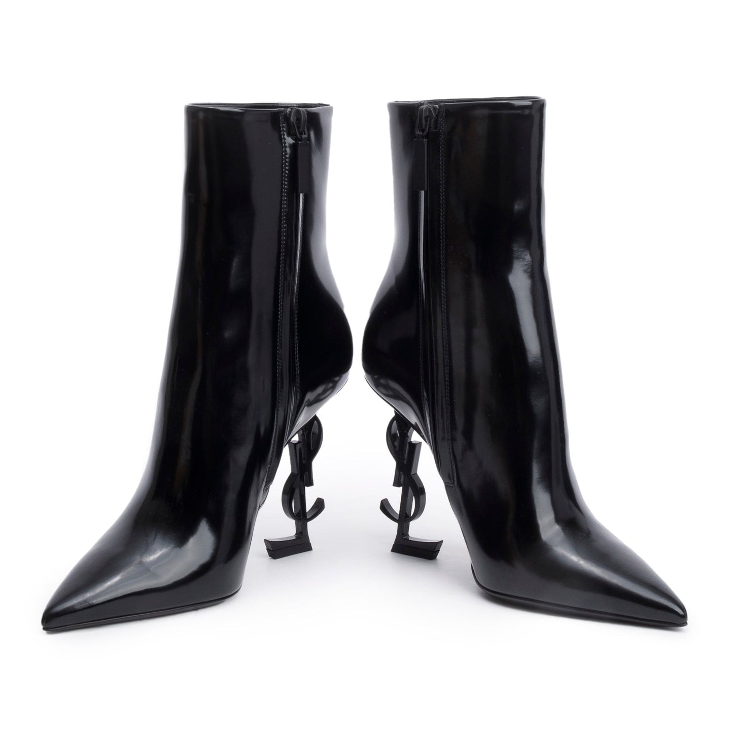 Saint Laurent Black Patent Leather Opyum Ankle Boots, Size 37