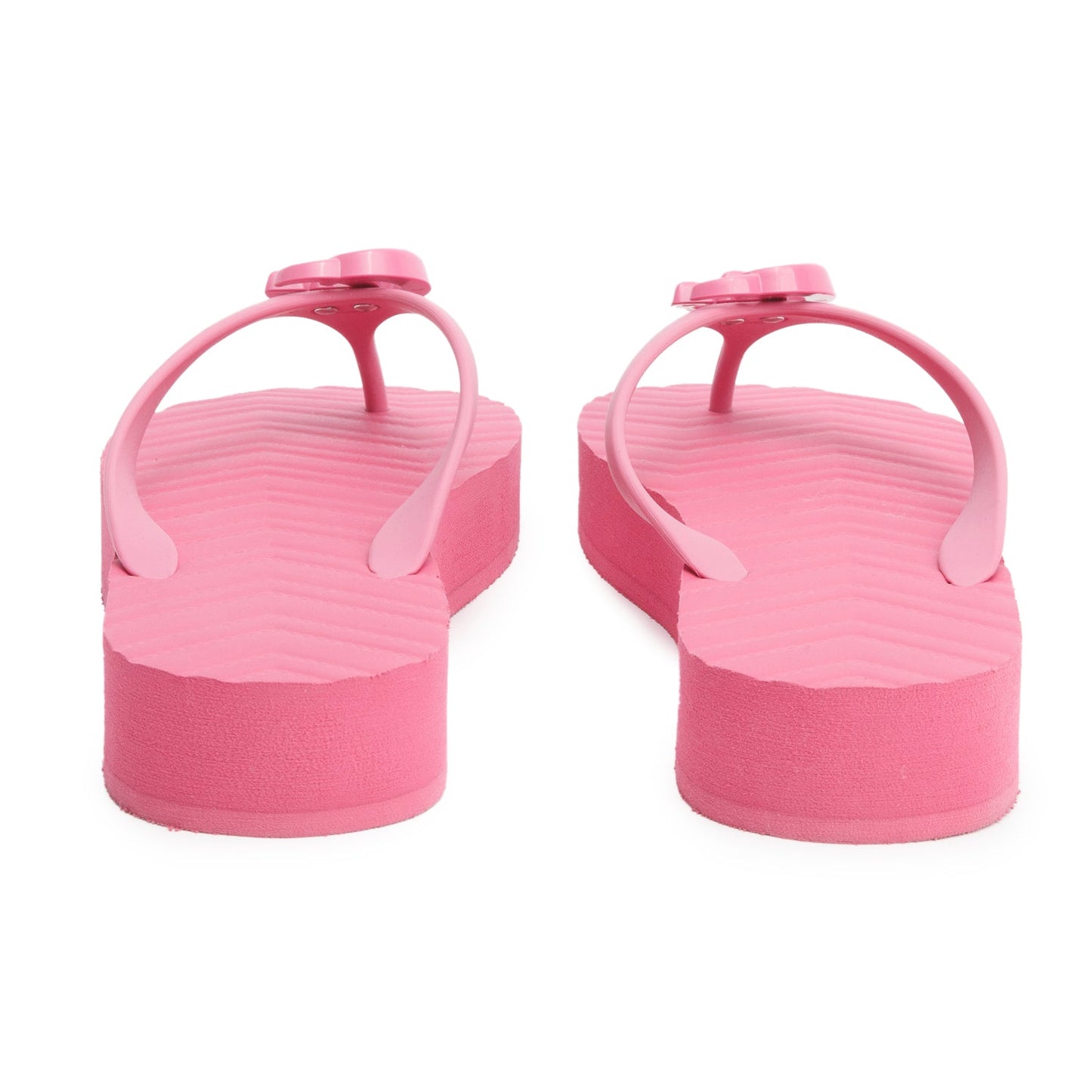 Gucci Pink Rubber Chevron GG Thong Sandals, Size 40