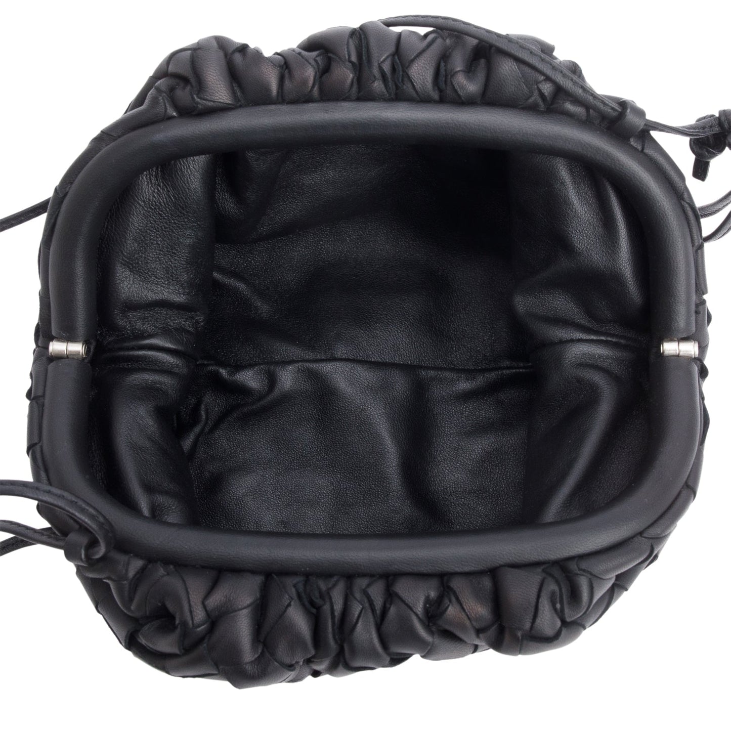 Bottega Veneta Blsck Calfskin Intrecciato Leather The Mini Pouch