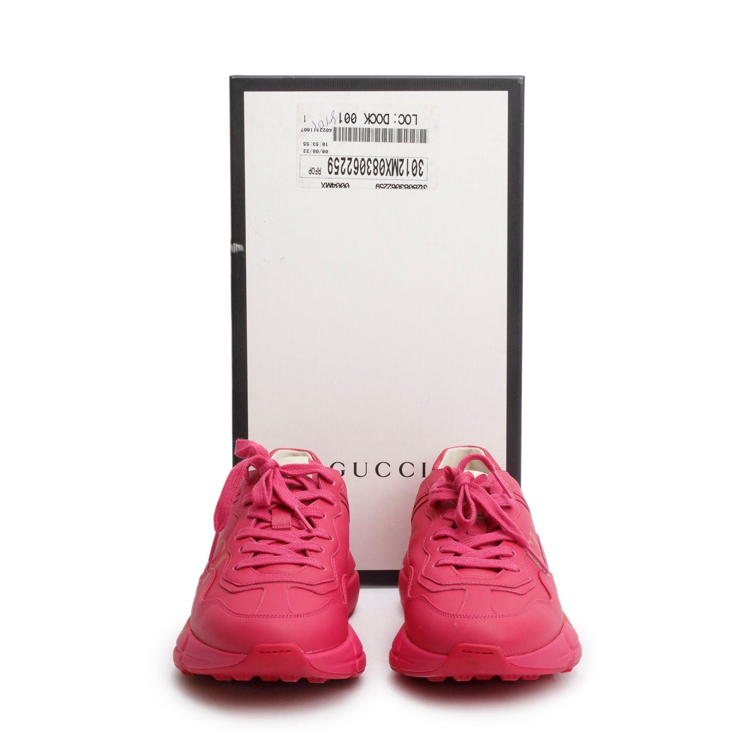 Gucci Pink Leather Women's Rhyton Gucci Logo Sneakers, Size 39