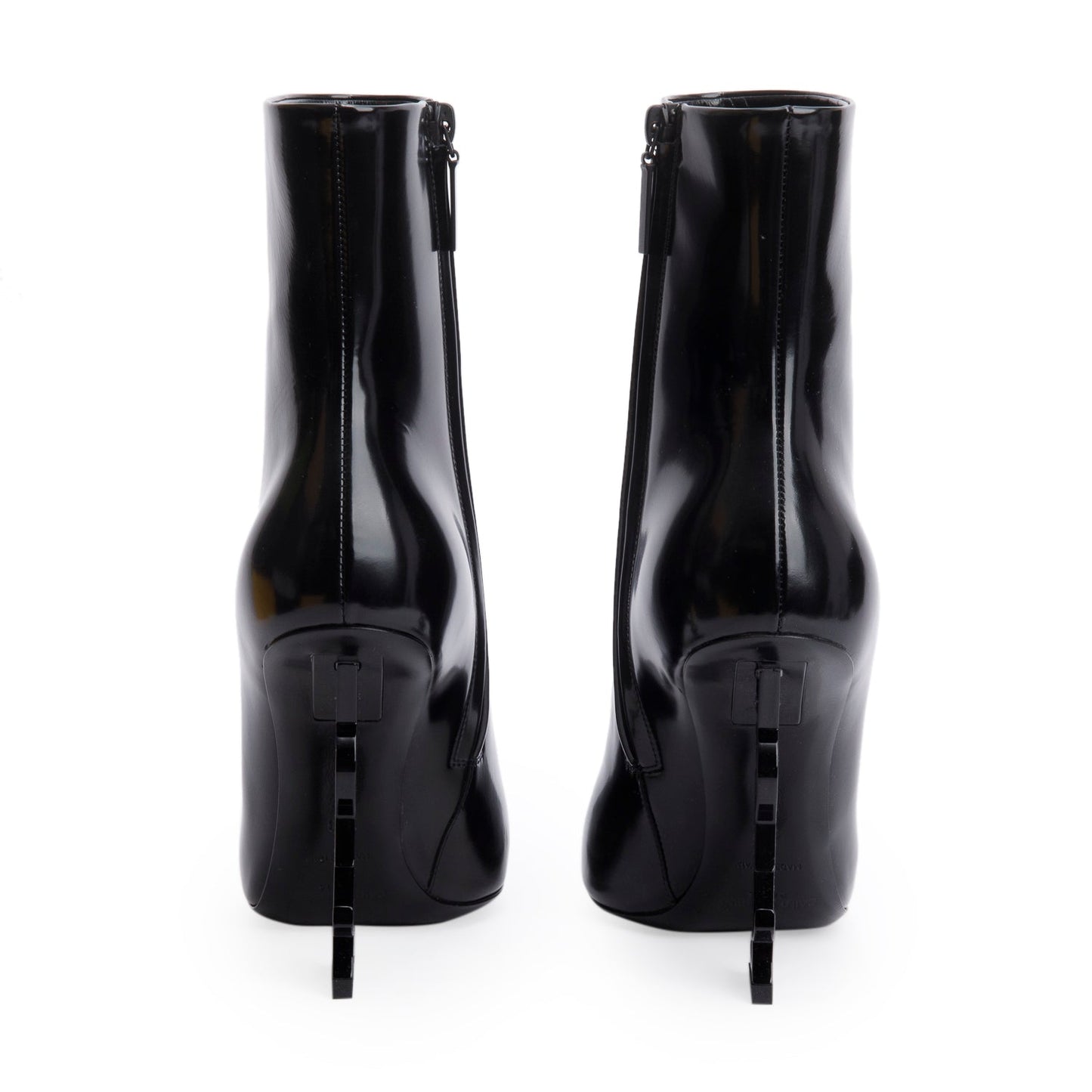 Saint Laurent Black Patent Leather Opyum Ankle Boots, Size 38