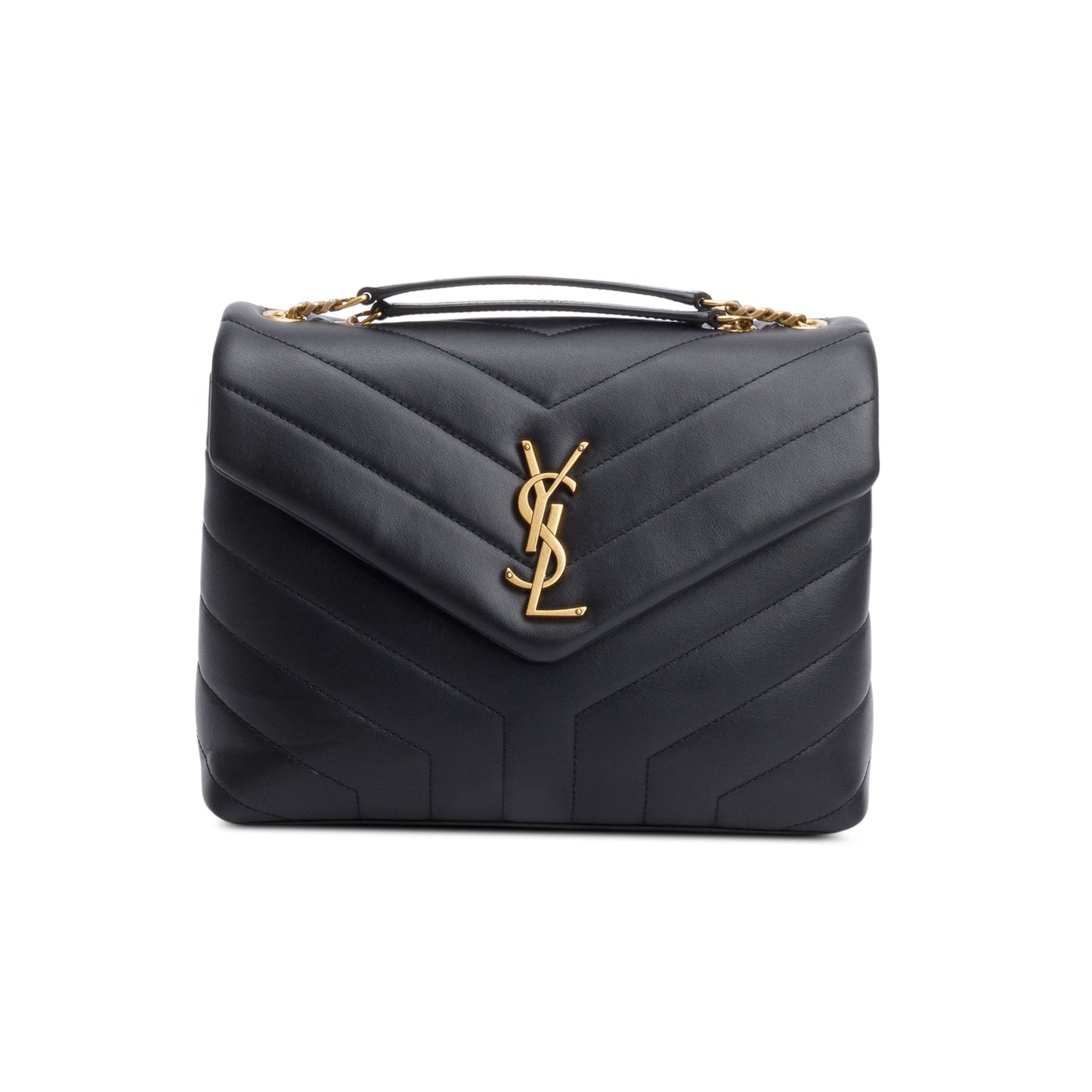 Saint Laurent 2024 Black Quilted Calfskin Leather Small Loulou Monogram Shoulder Bag