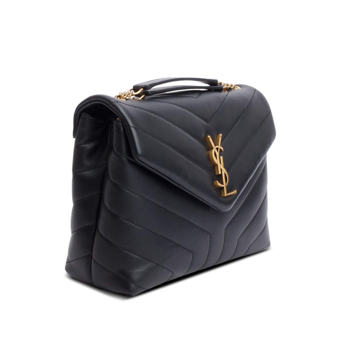 Saint Laurent 2024 Black Quilted Calfskin Leather Small Loulou Monogram Shoulder Bag