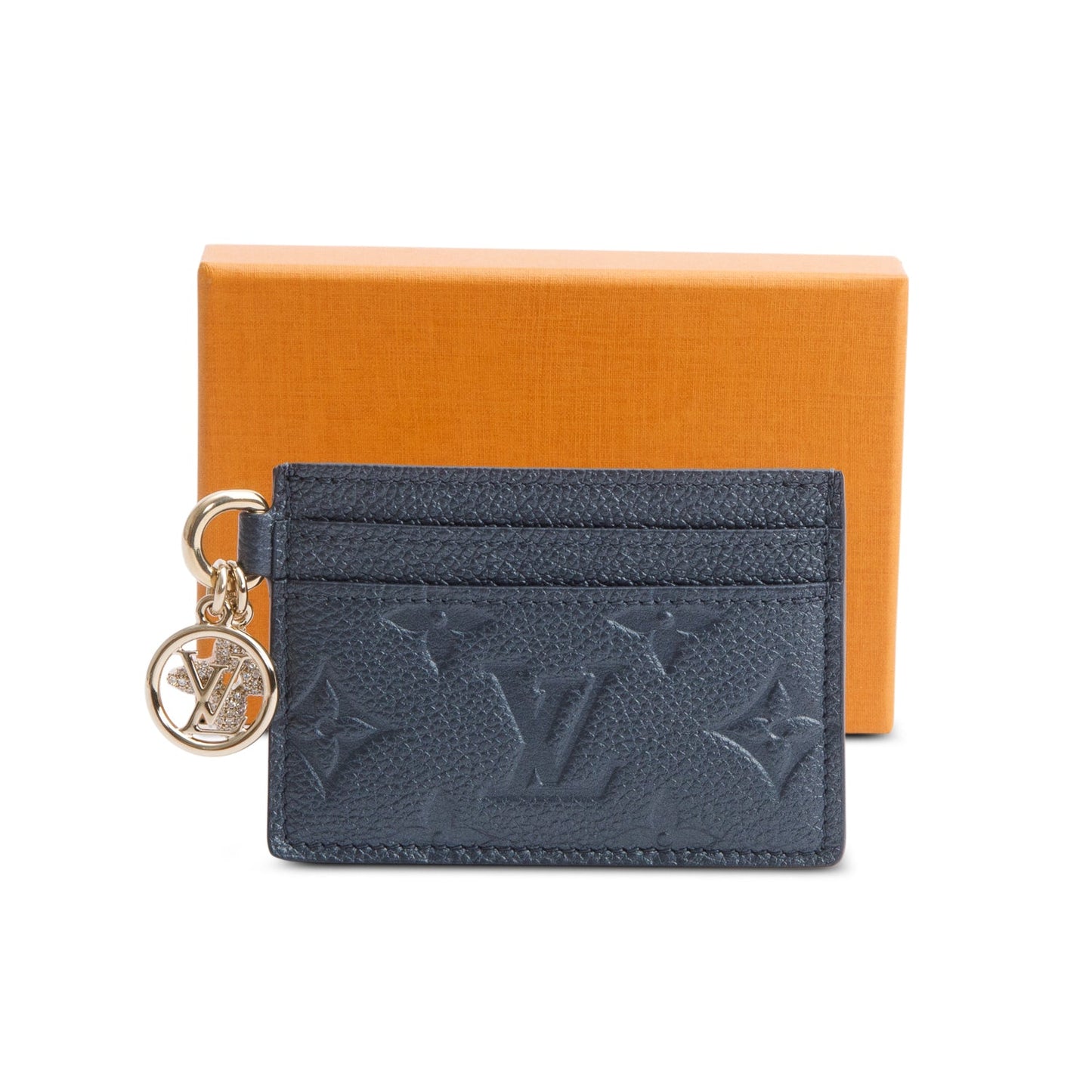 Louis Vuitton Metallic Grey Monogram Empreinte Leather LV Charms Card Holder