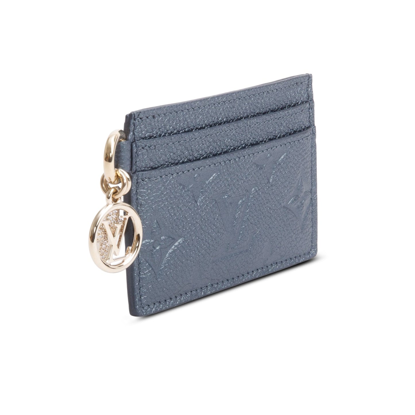 Louis Vuitton Metallic Grey Monogram Empreinte Leather LV Charms Card Holder