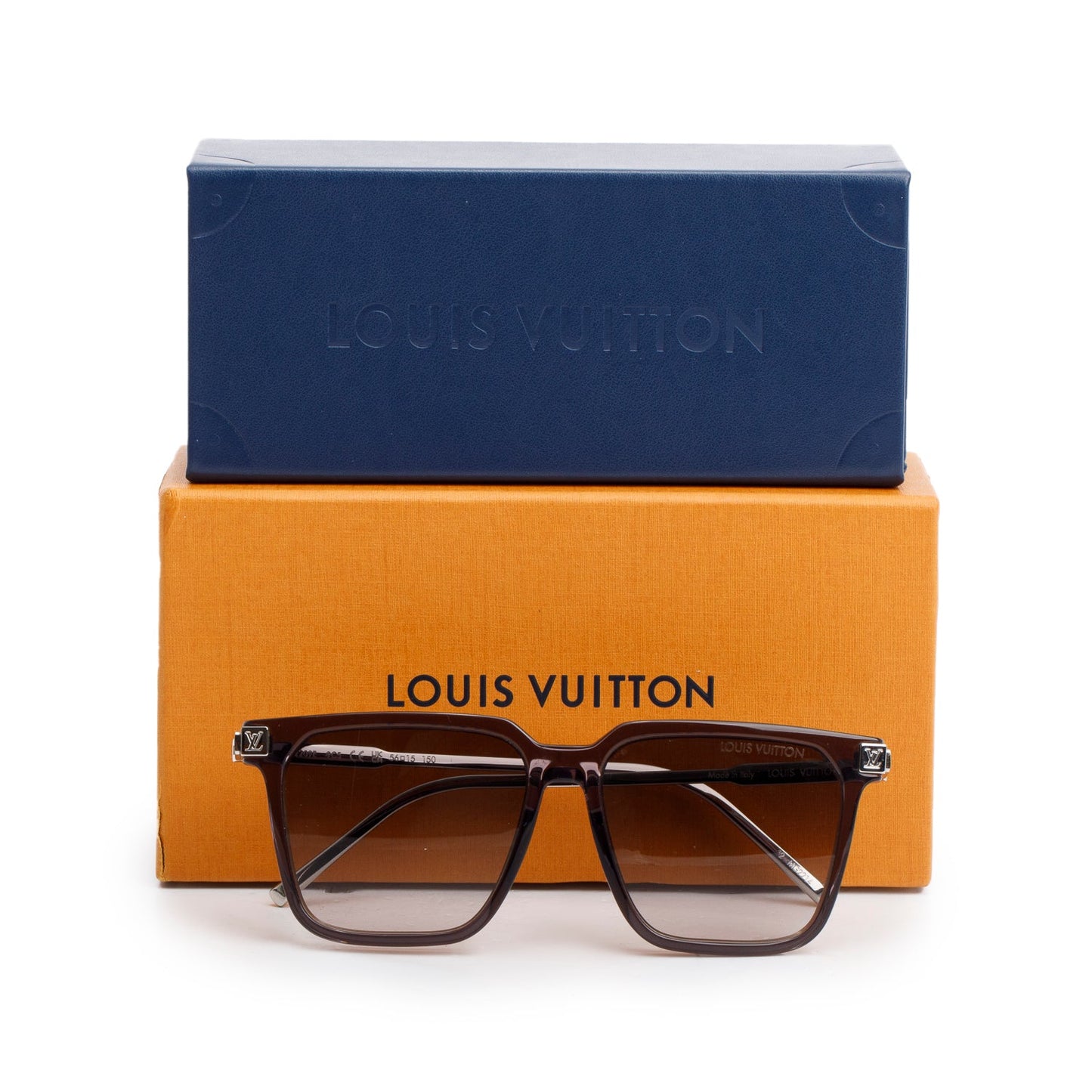 Louis Vuitton 2024 Z2209E Palladium Plated Metal & Grey Acetate LV Rise Square Sunglasses