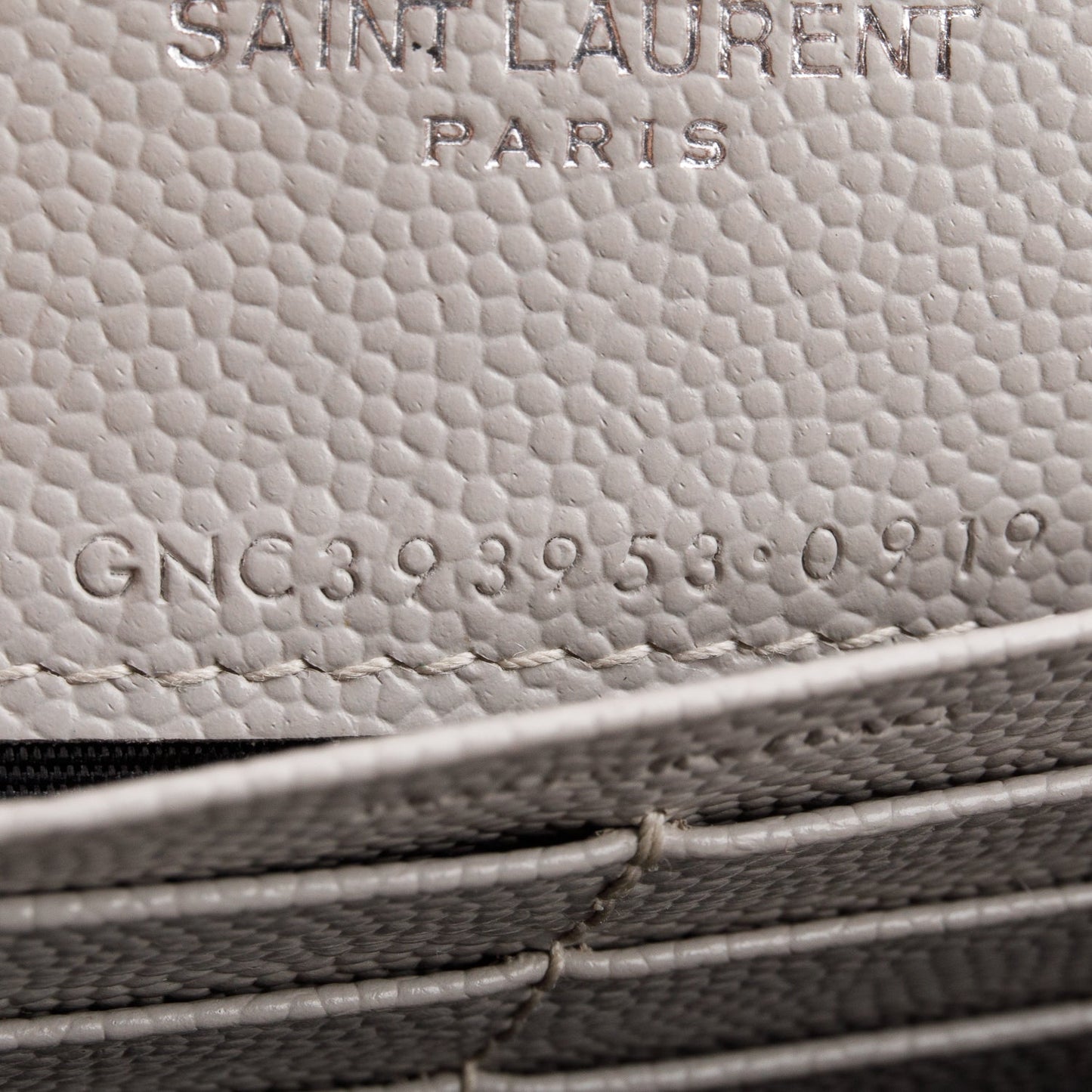 Saint Laurent Grey Cassandre Matelasse Envelope Chain Wallet