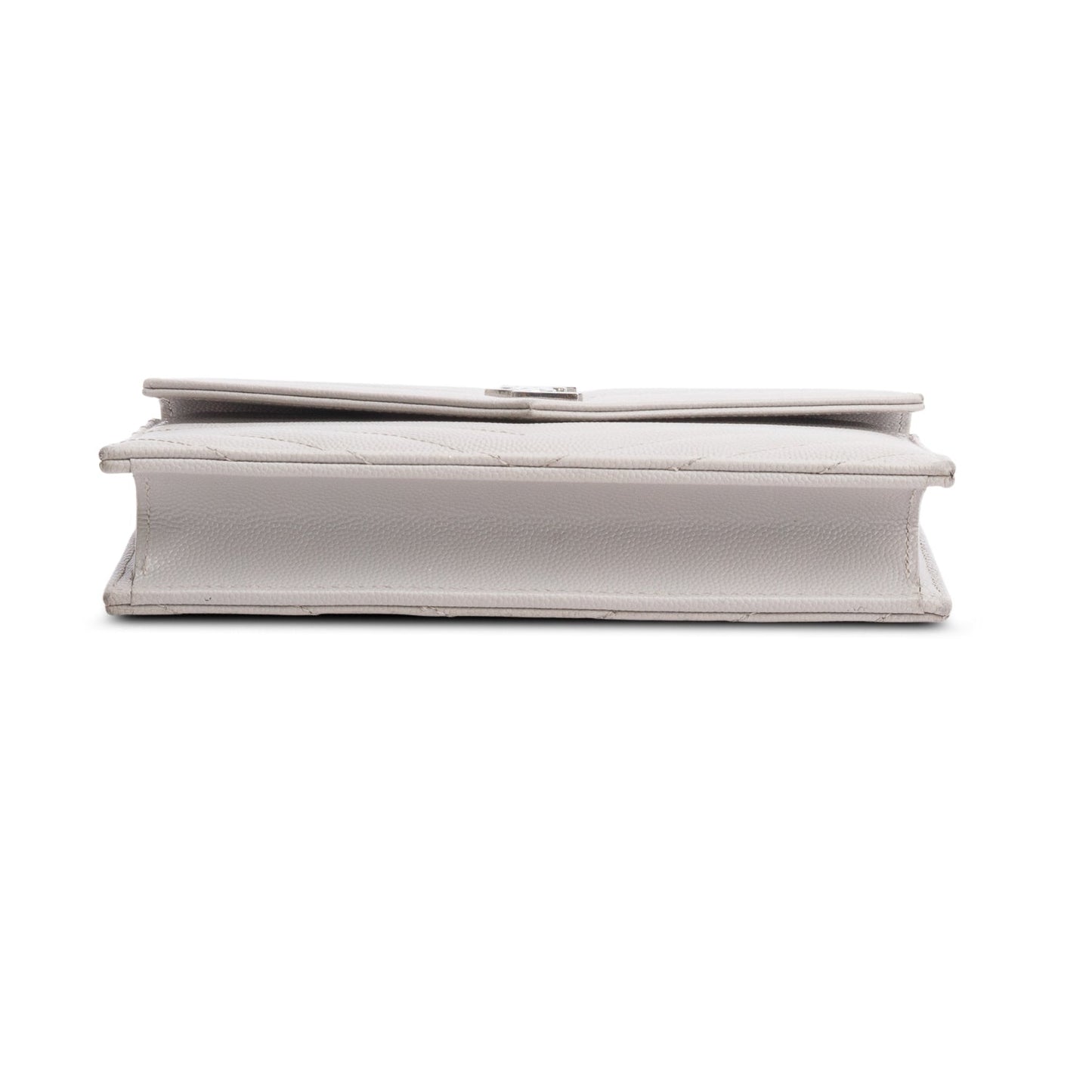 Saint Laurent Grey Cassandre Matelasse Envelope Chain Wallet