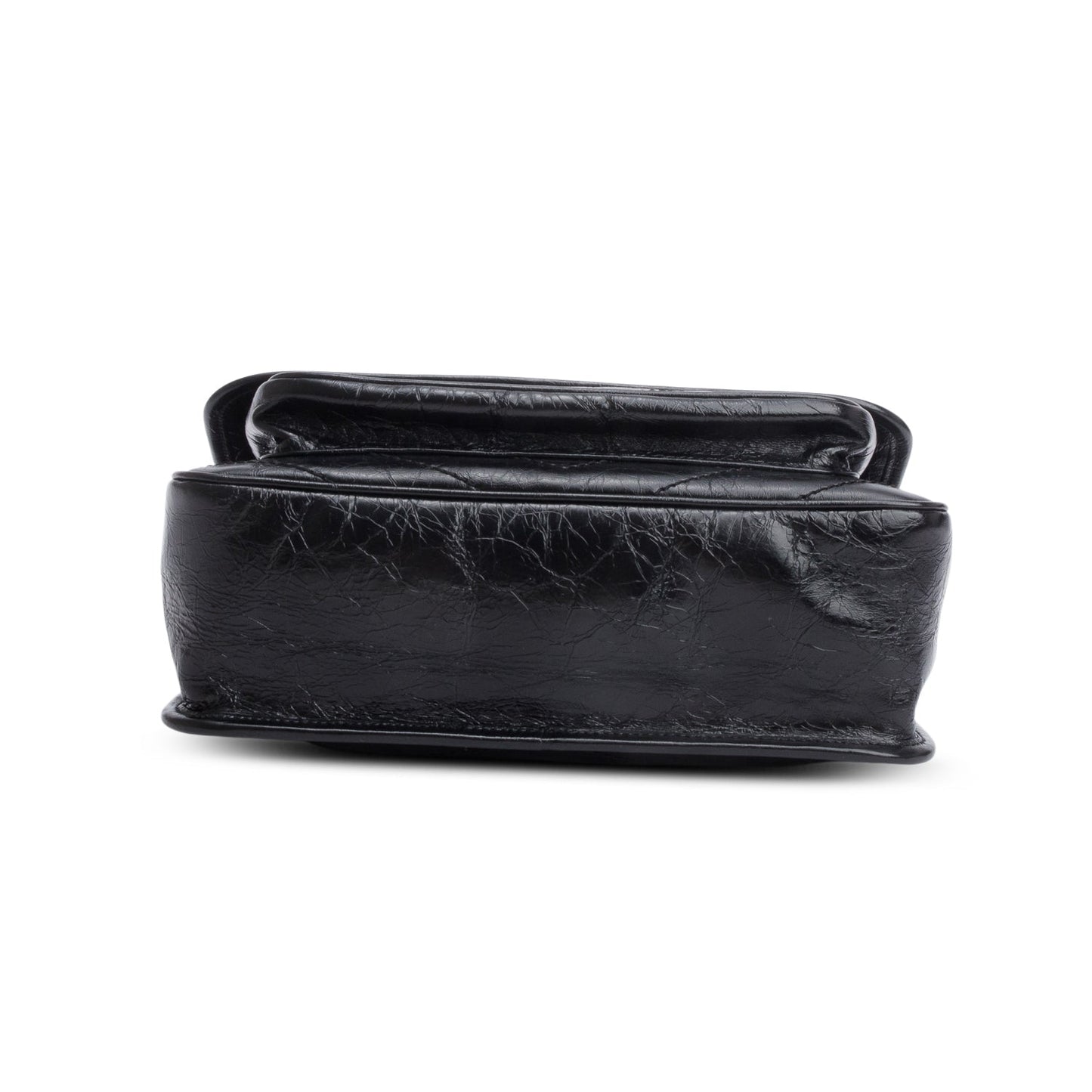 Saint Laurent 2023 Black Crinkled Calfskin Leather Medium Niki Shoulder Bag