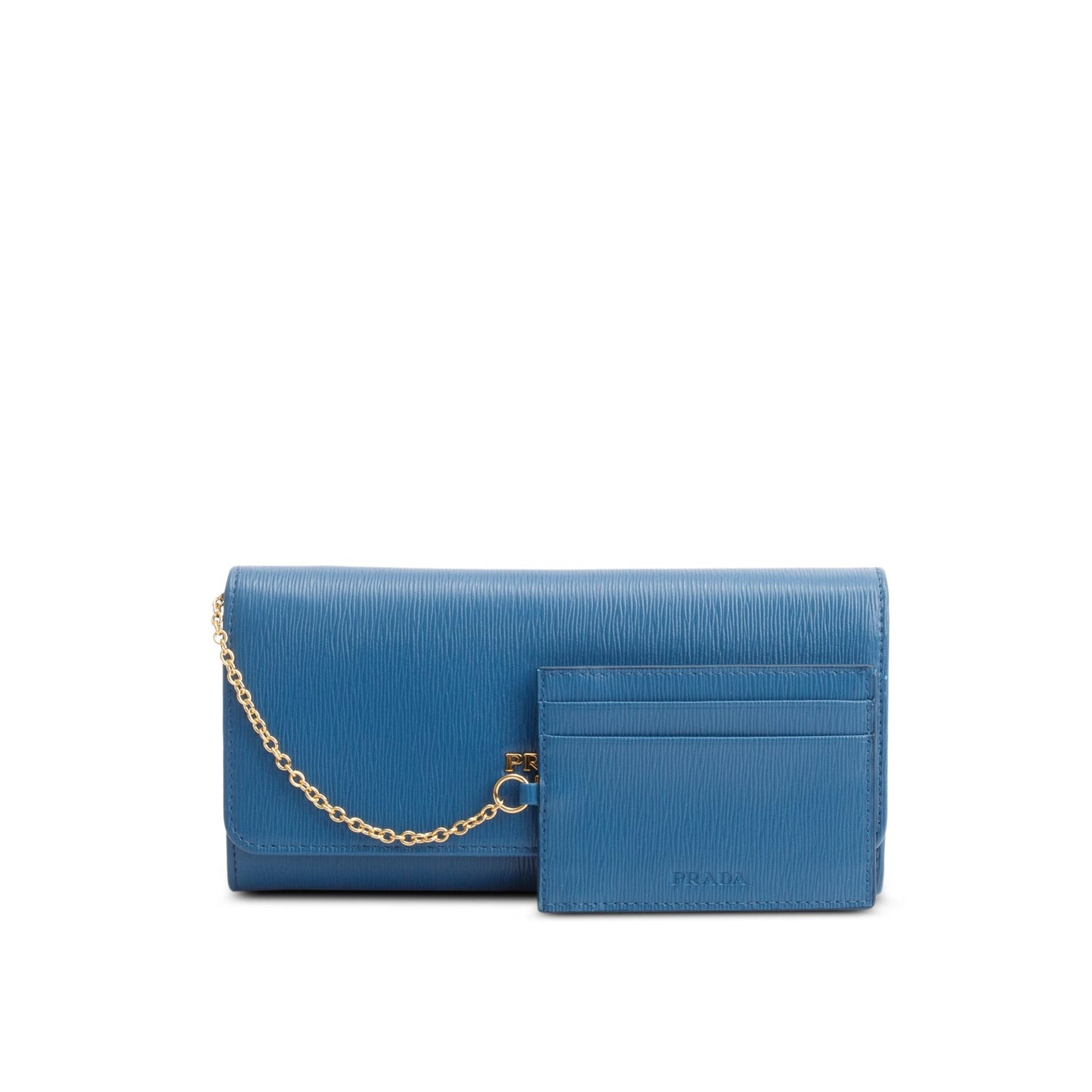 Prada Blue Vitello Move Leather Continental Wallet