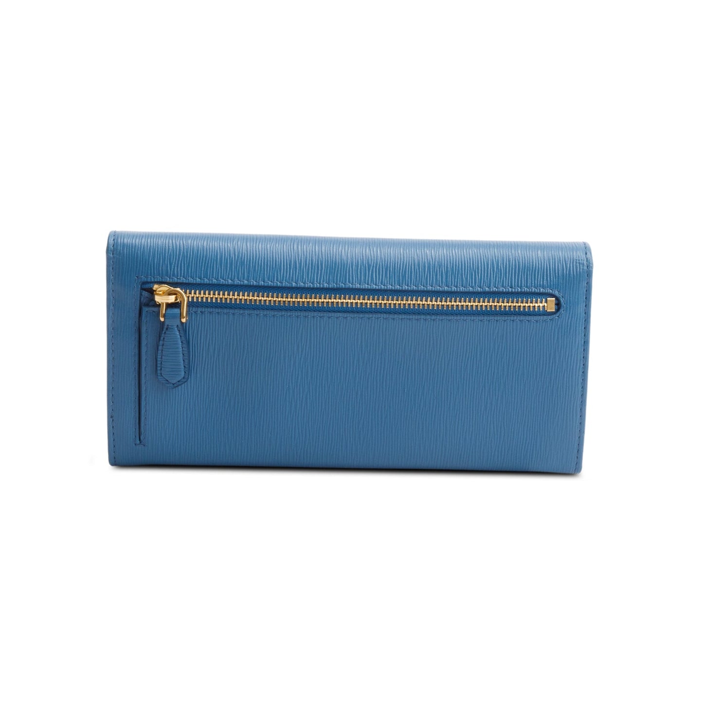 Prada Blue Vitello Move Leather Continental Wallet