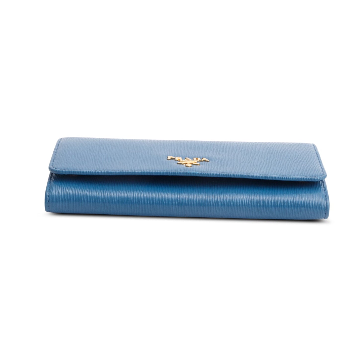 Prada Blue Vitello Move Leather Continental Wallet