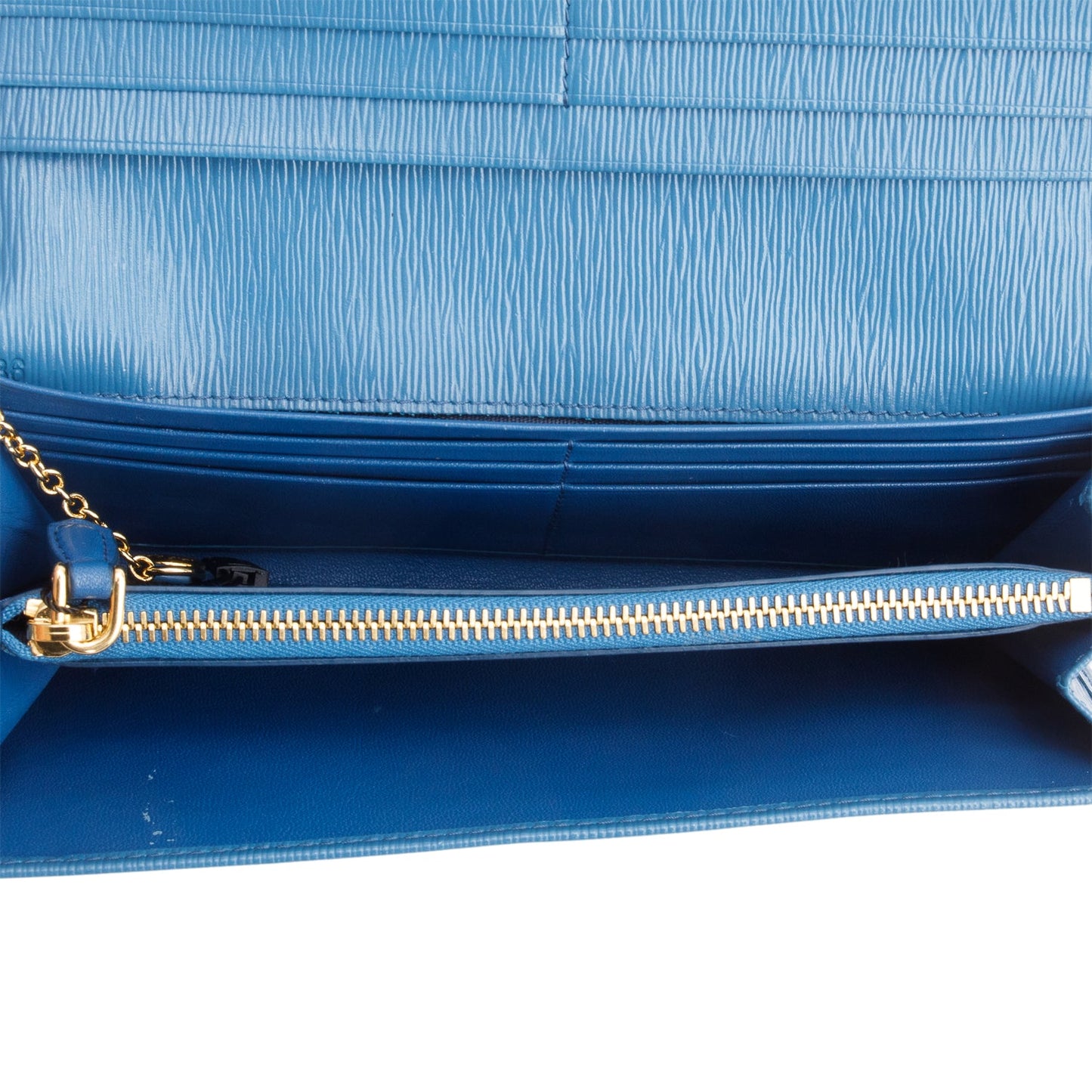 Prada Blue Vitello Move Leather Continental Wallet