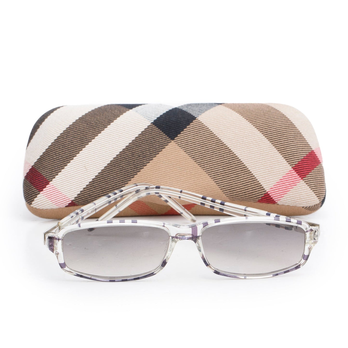 Burberry By Safilo B8426/S Transparent Check Acetate Rectangular Sunglasses