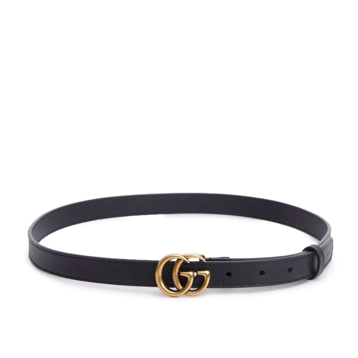 Gucci Black Leather GG Marmont Skinny Belt, 85 34