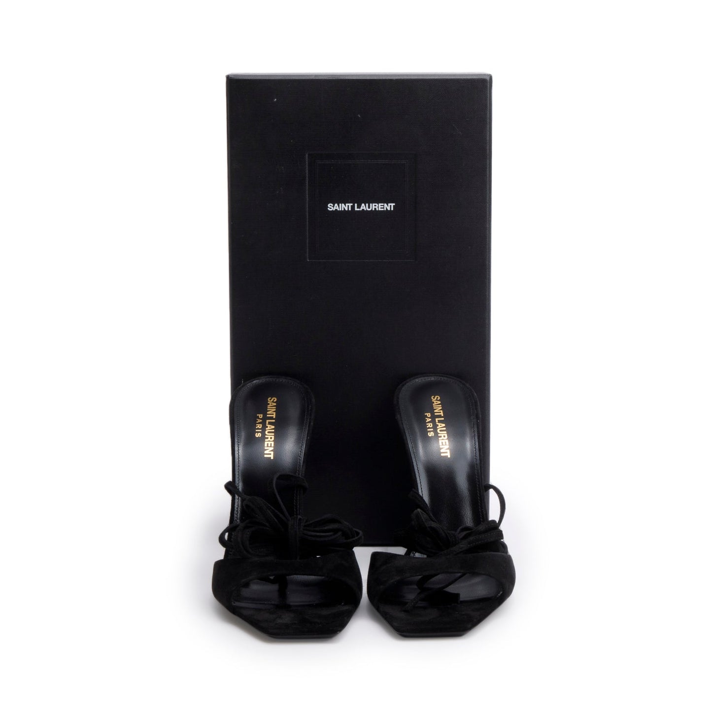 Saint Laurent Black Suede Green Leather Paz 105 Ankle Strap Heeled Sandals, Size 39