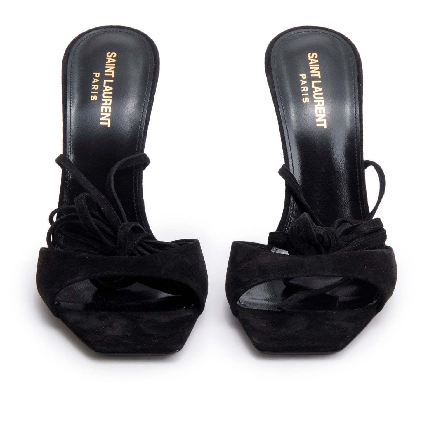 Saint Laurent Black Suede Green Leather Paz 105 Ankle Strap Heeled Sandals, Size 39