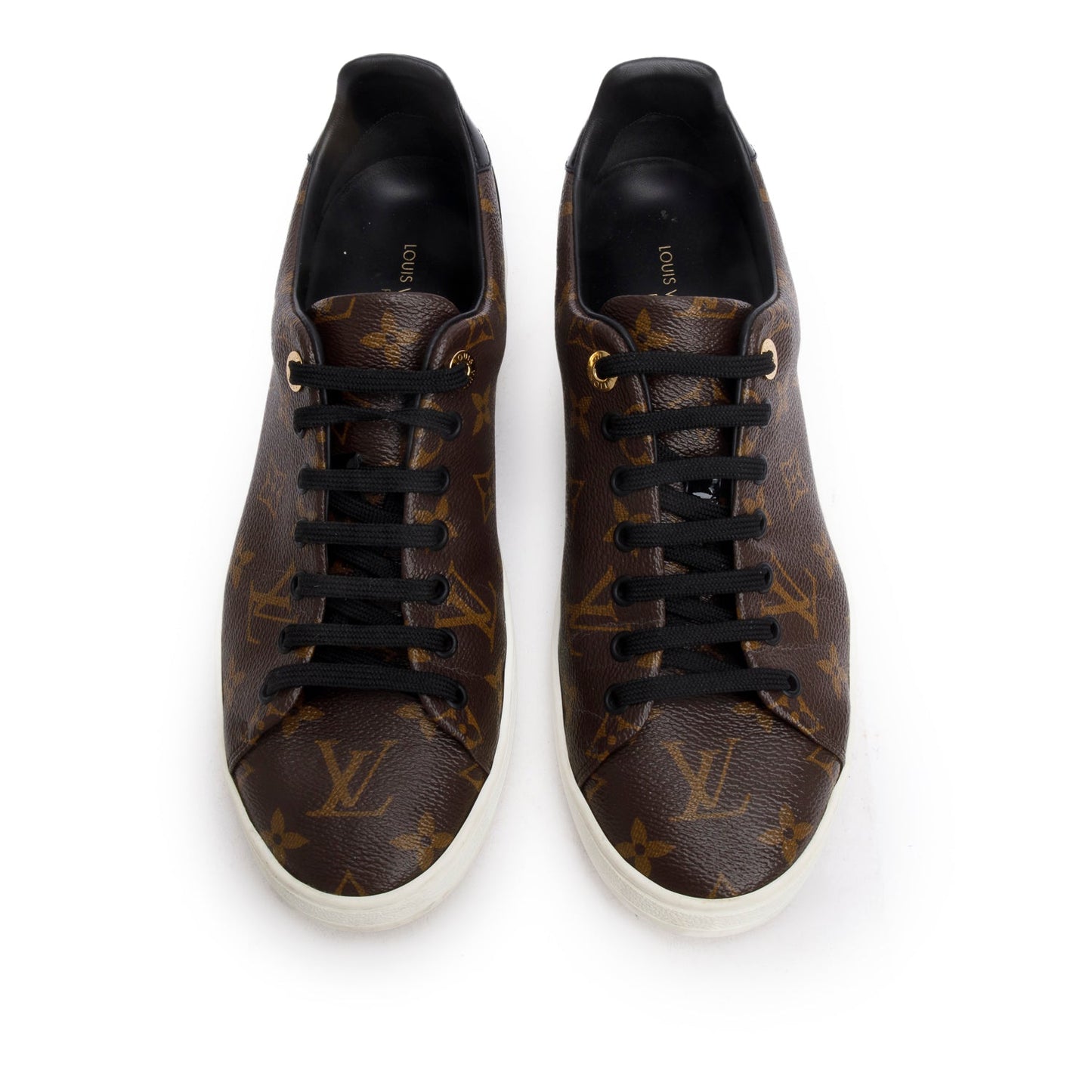 Louis Vuitton 2021  Monogram Canvas Black Patent Leather Frontrow Sneakers, Men's Size 41
