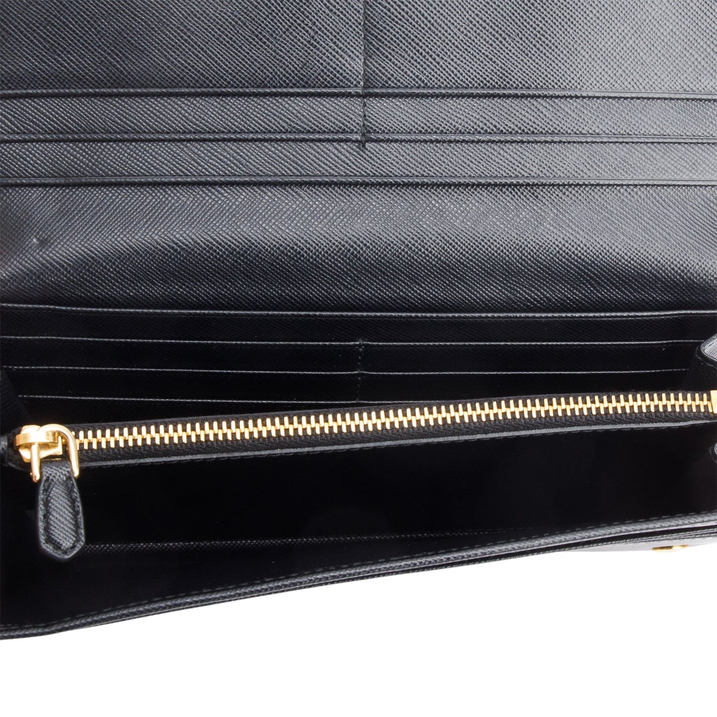 Prada Black Saffiano Leather Continental Bow Wallet