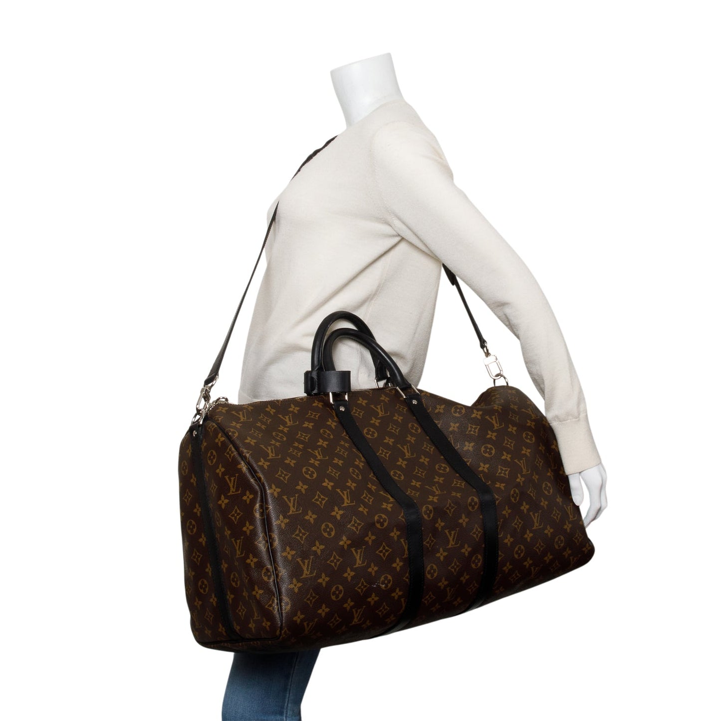 Louis Vuitton Monogram Macassar Keepall Bandouliere 55