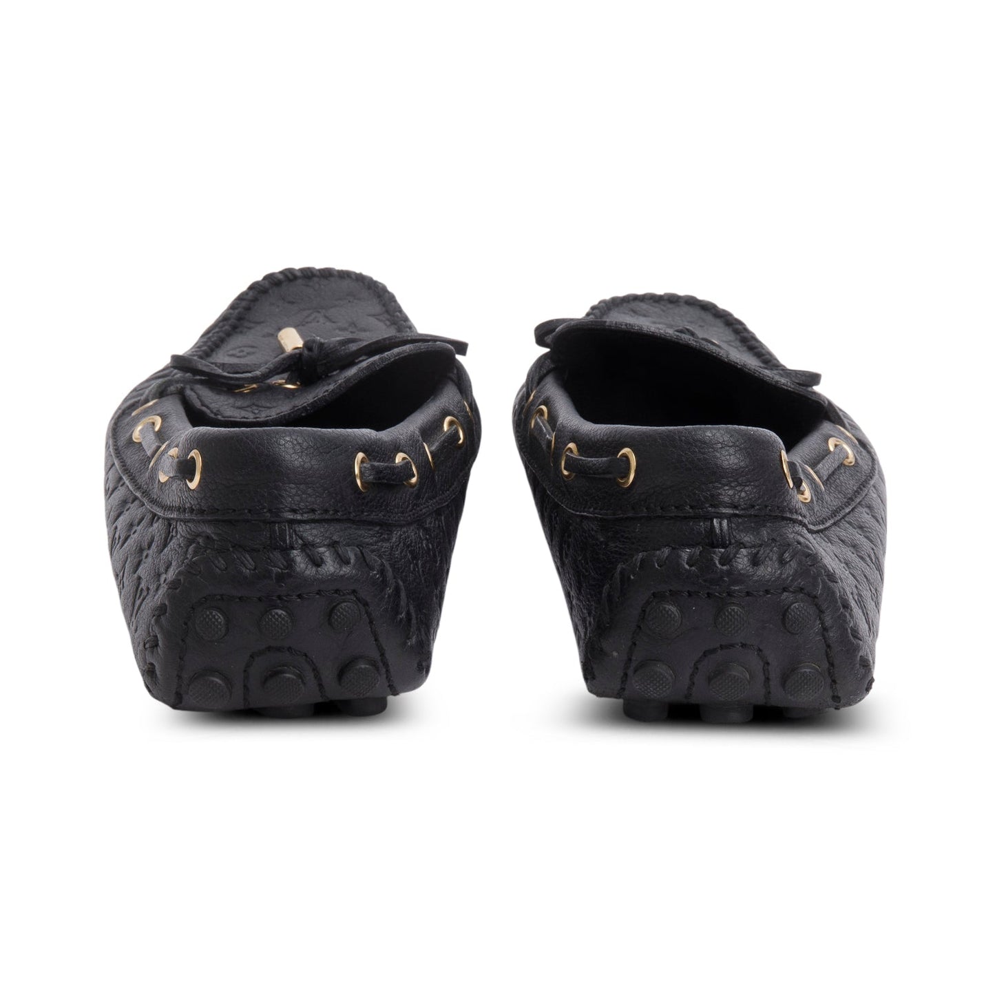 Louis Vuitton Black Monogram Empreinte Leather Gloria Flat Loafers, Size 37