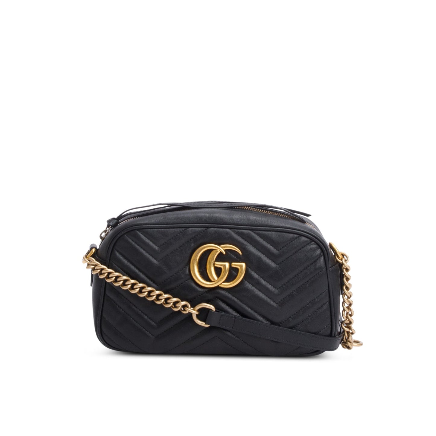 Gucci Black Matelasse Leather GG Marmont Small Camera Bag