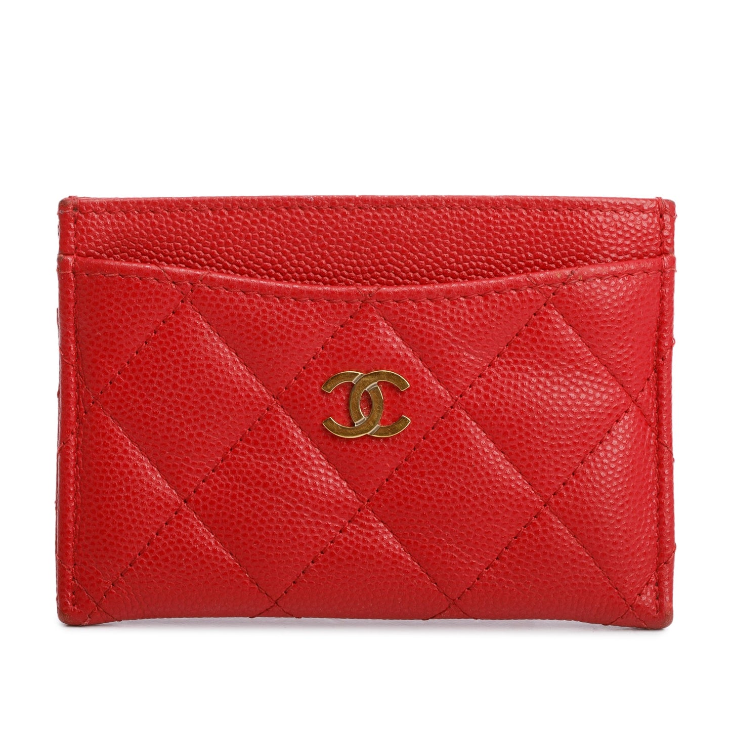 Chanel 2021 Red Caviar Leather Classic Card Holder