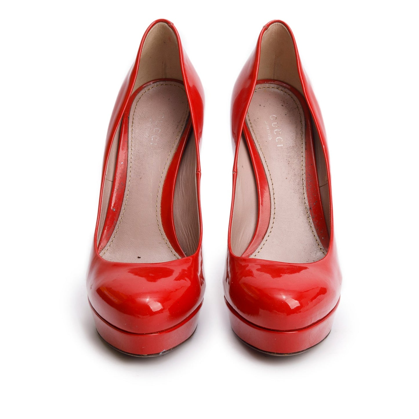 Gucci Red Patent Leather Platform Pumps, Size 37.5