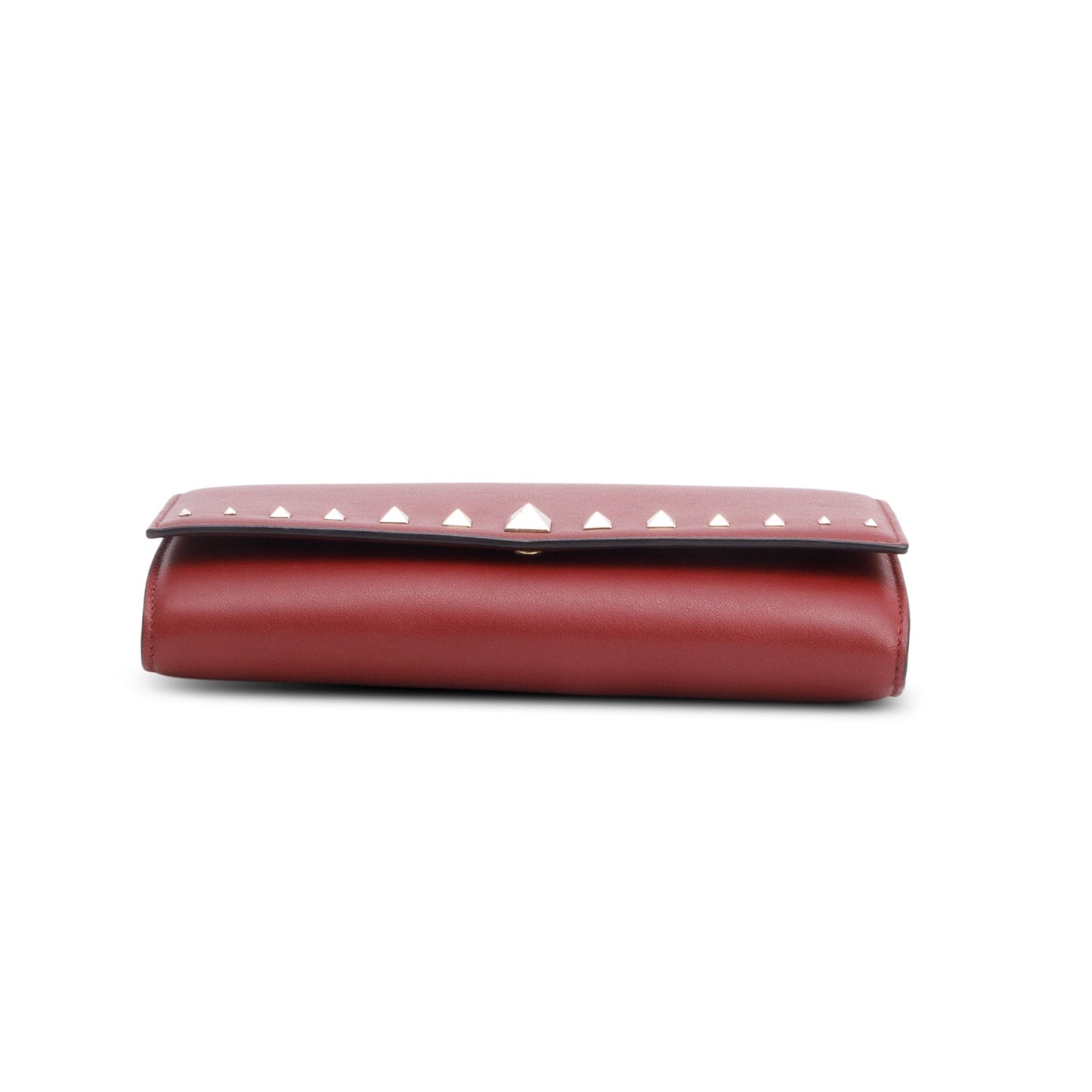Valentino Bugundy Leather Rockstud Wallet On Chain
