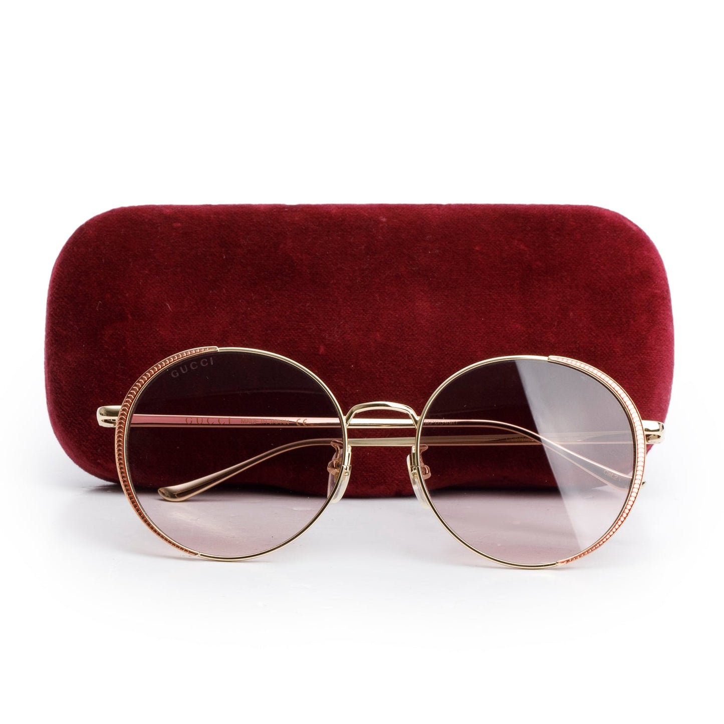 Gucci GG0401SK Gold Tone Metal Round Sunglasses