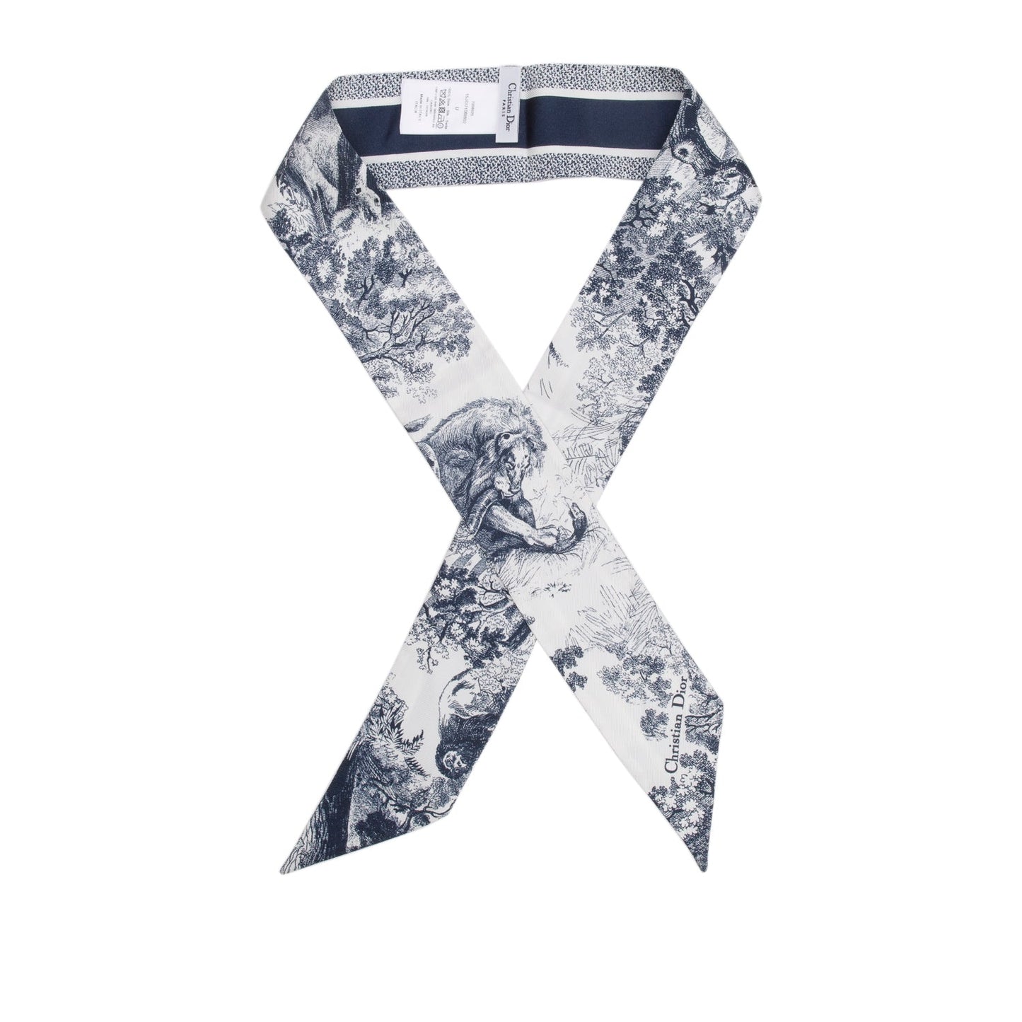 Christian Dior Navy Toile de Jouy Sauvage Mitzah Scarf