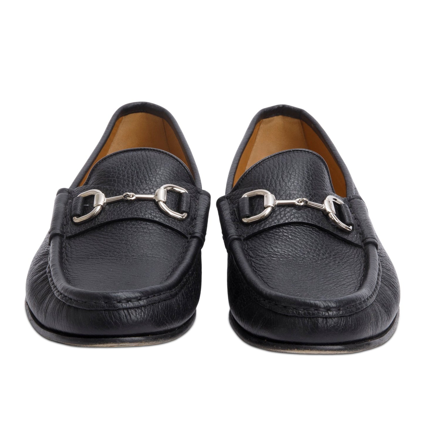 Gucci Black Leather  Horsebit 1953 Accent Drive Loafers, Men's Size 7.5