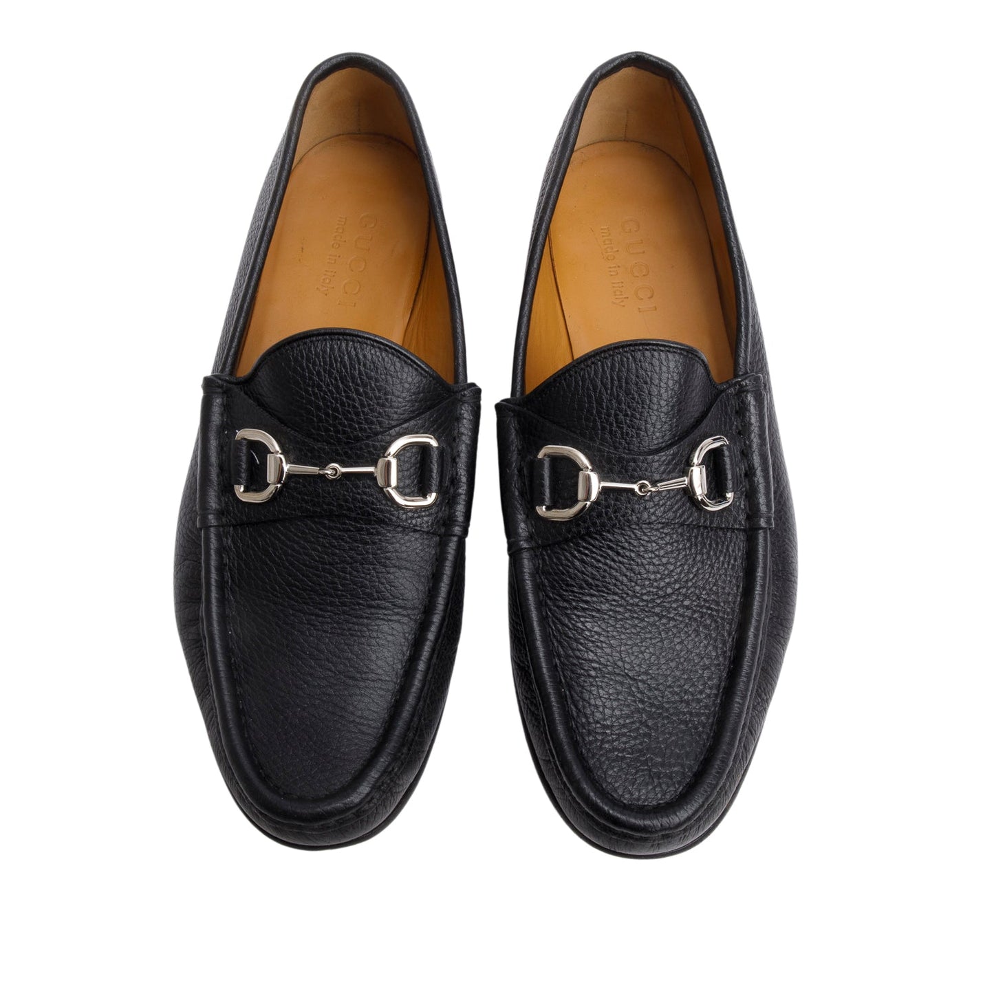 Gucci Black Leather  Horsebit 1953 Accent Drive Loafers, Men's Size 7.5
