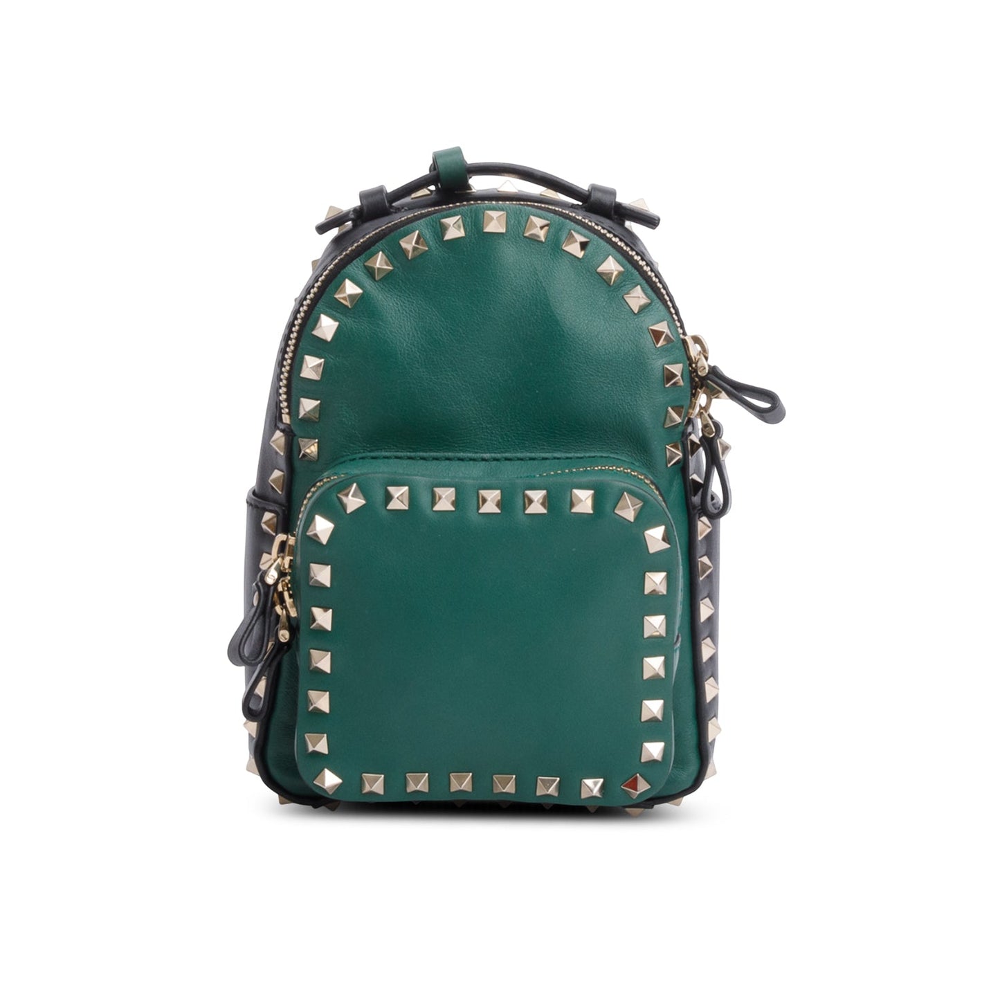 Valentino Green & Black Leather Mini Rockstud Backpack