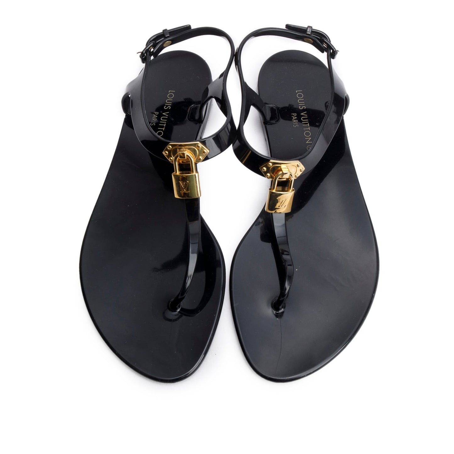 Louis Vuitton Black Rubber Bikini Thong Flat Sandals, Size 41
