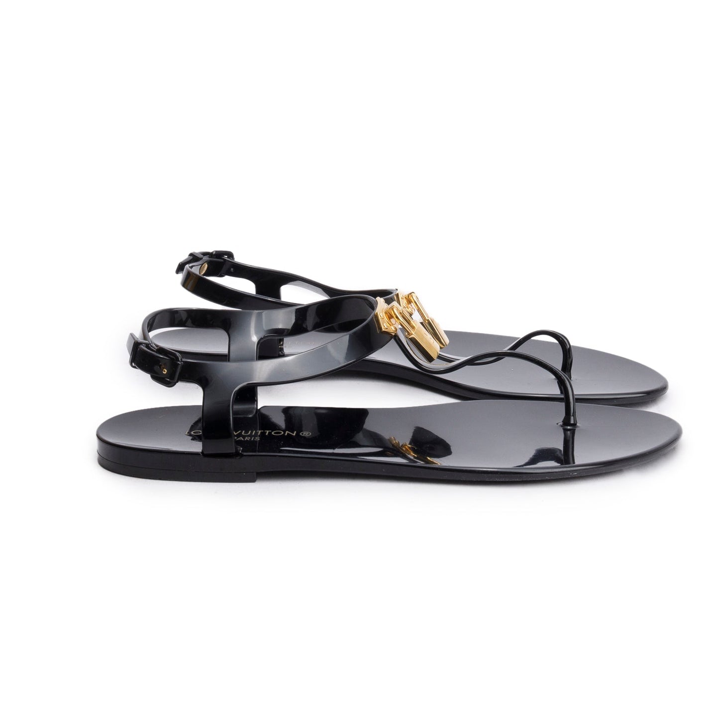 Louis Vuitton Black Rubber Bikini Thong Flat Sandals, Size 41