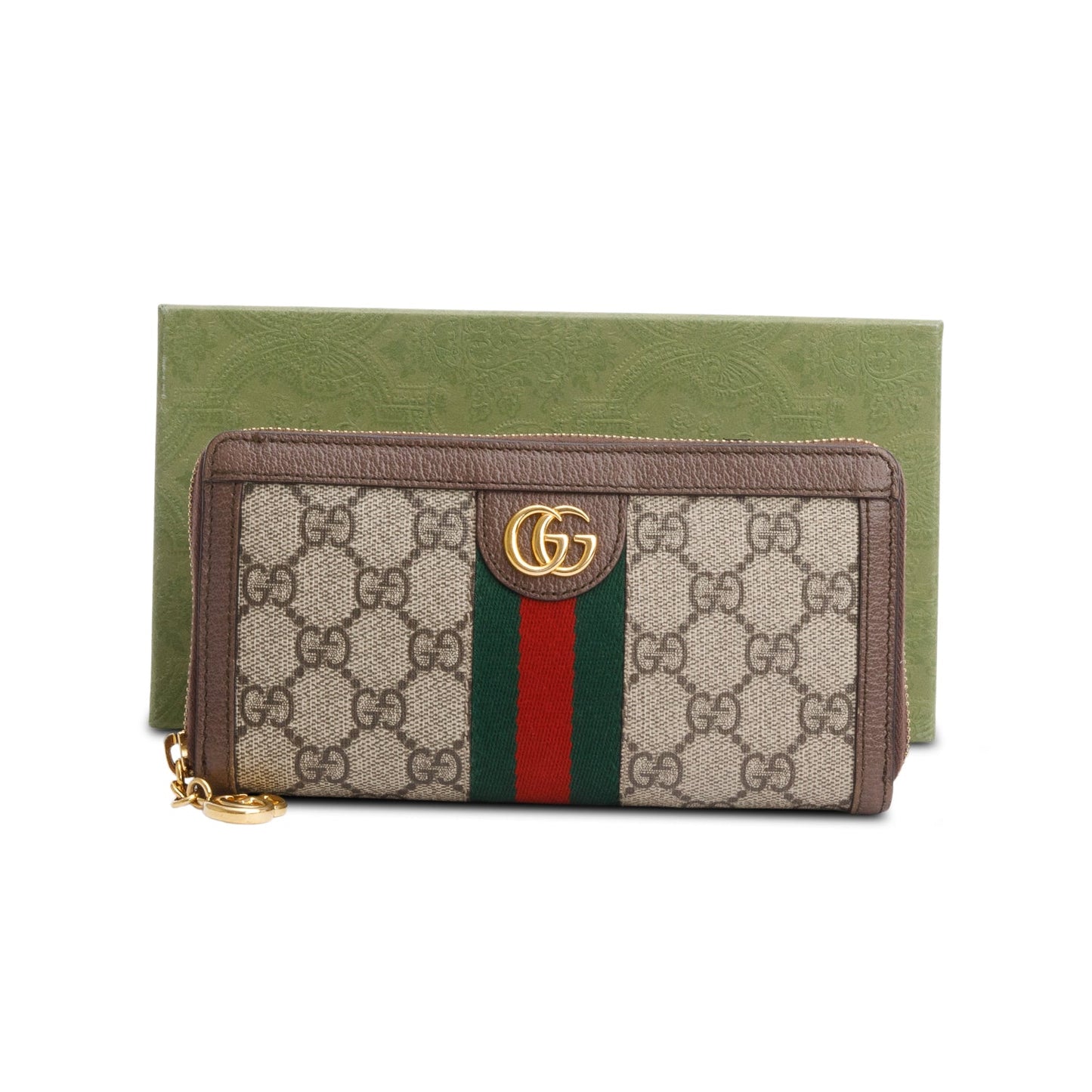 Gucci GG Supreme Web Ophidia Zip Around Wallet