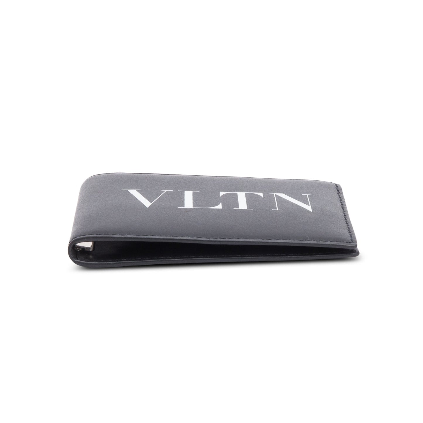 Valentino Black Calfskin Leather VLTN Logo Bifold Wallet