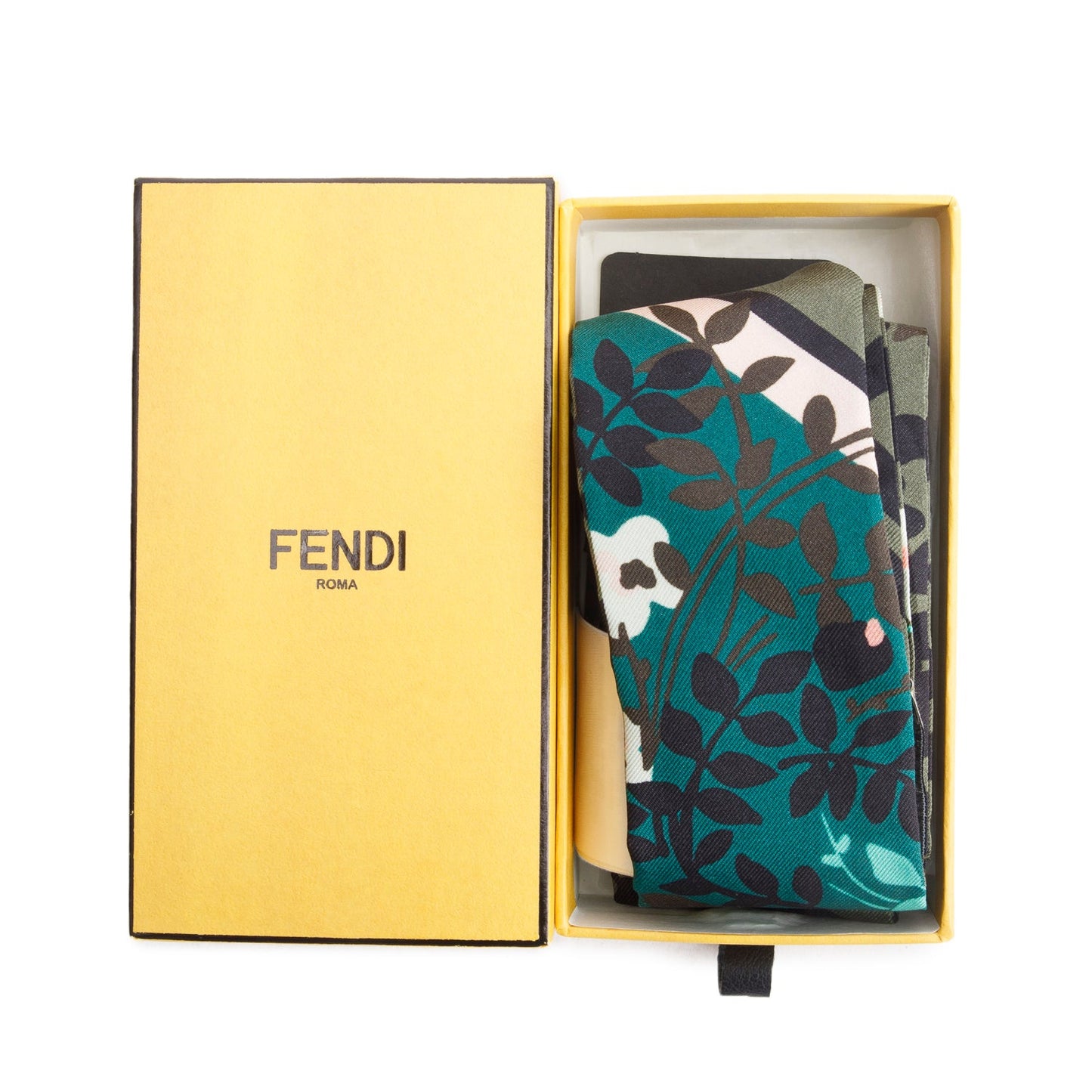 Fendi Green Forest Logo Wrappy Silk Bandeau